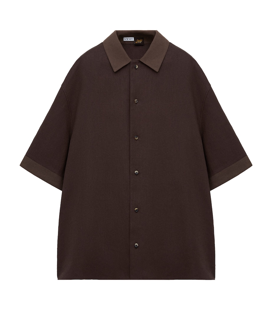 LOEWE Mens x Paula's Ibiza Linen-Blend Shirt Dark Brown/brown Image 1