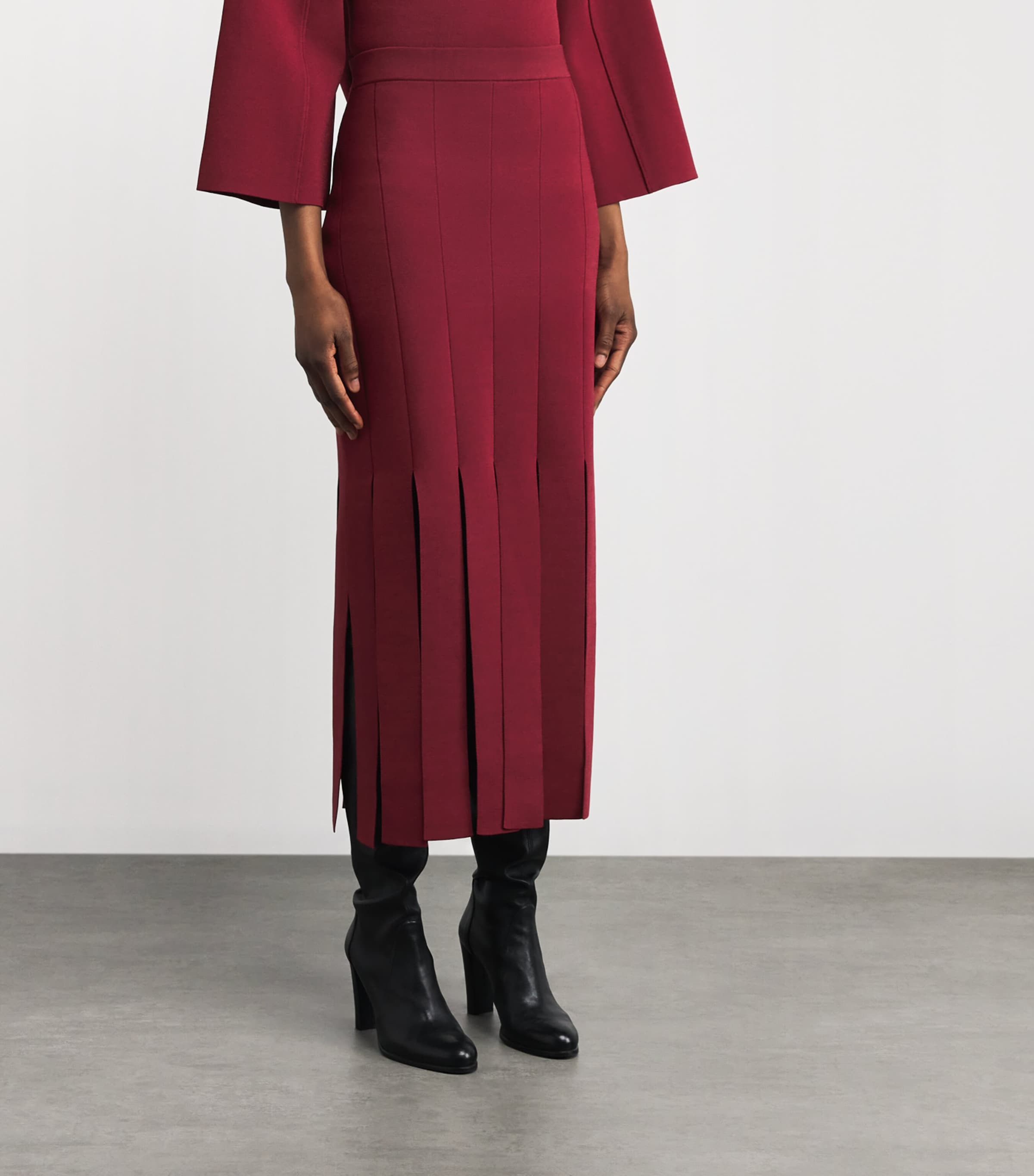 Milano-Knit Lagny Compact Midi Skirt CHERRY Image 3