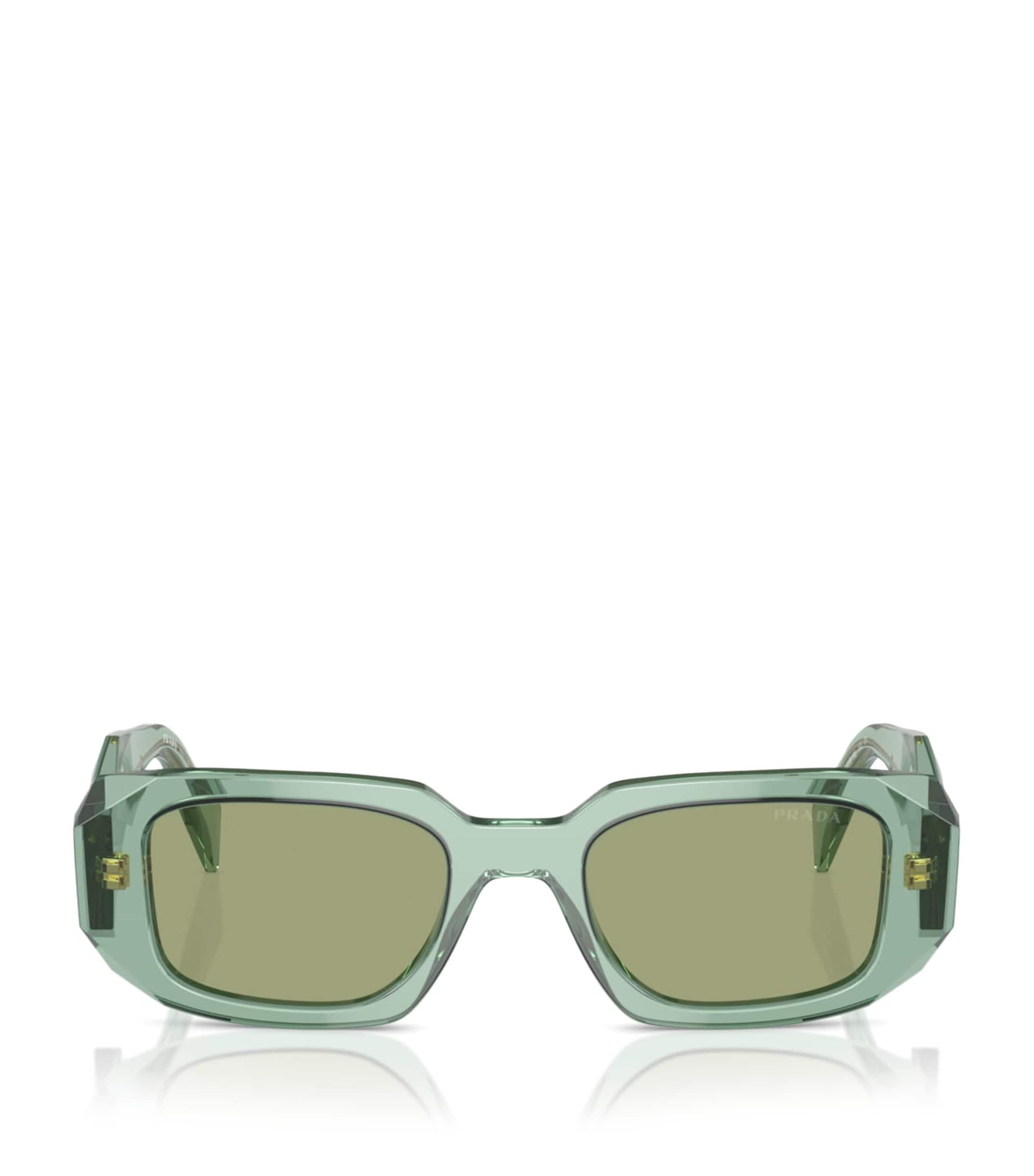 Prada Womens Green Pr A25s Rectangle-frame Acetate Sunglasses