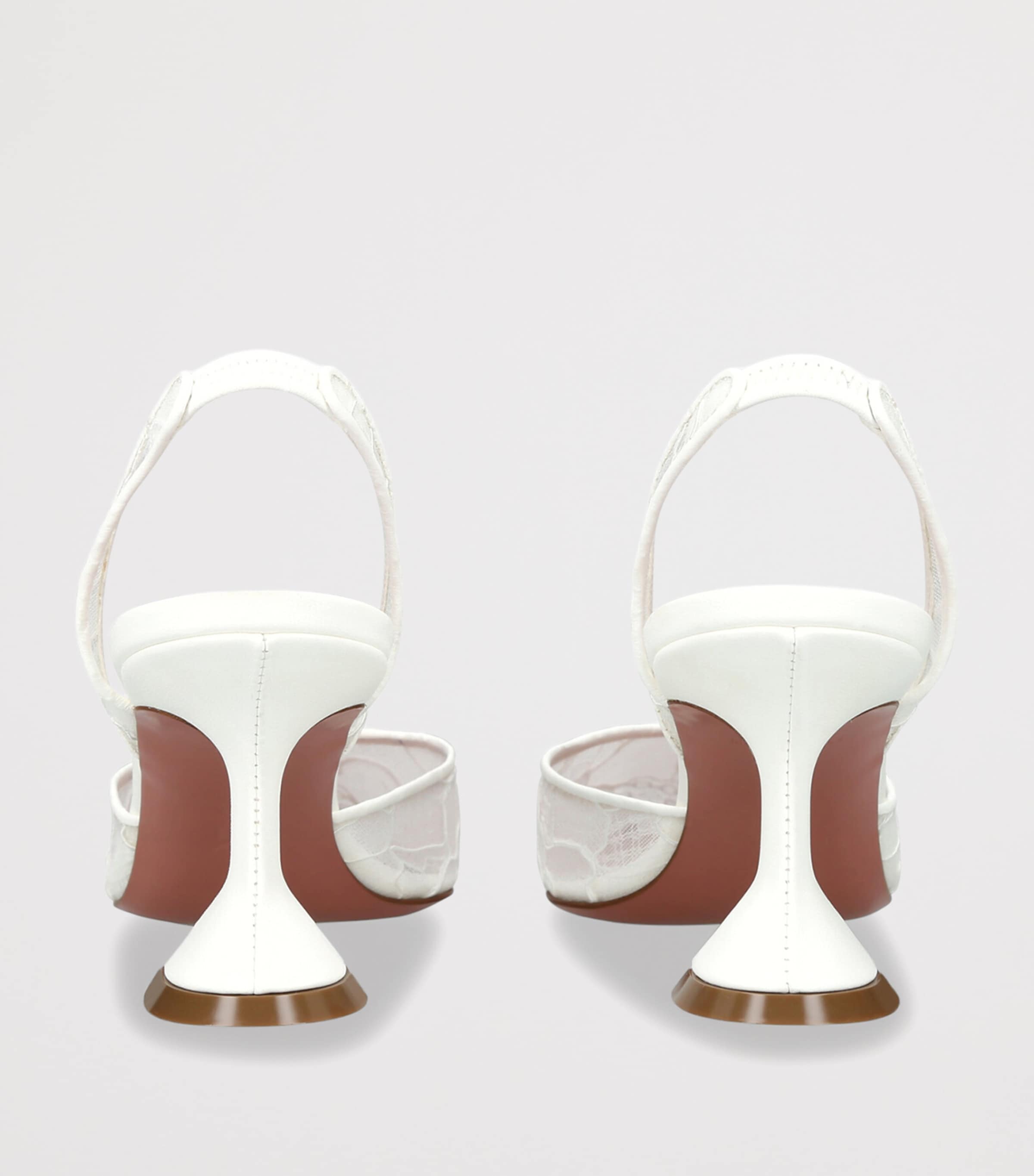 Amina Muaddi Lace Holli Slingback Pumps 70 White Image 4