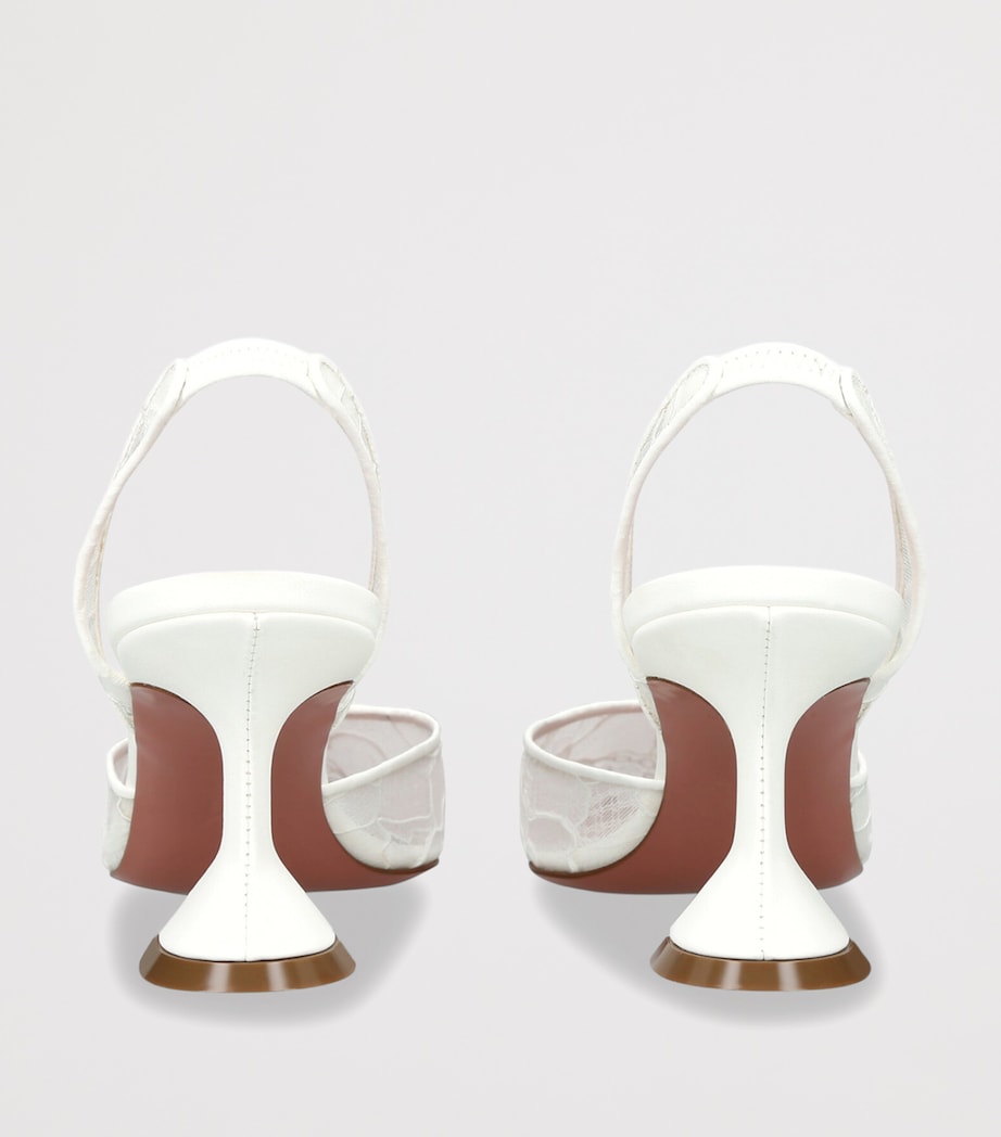 Amina Muaddi Lace Holli Slingback Pumps 70 White Image 4