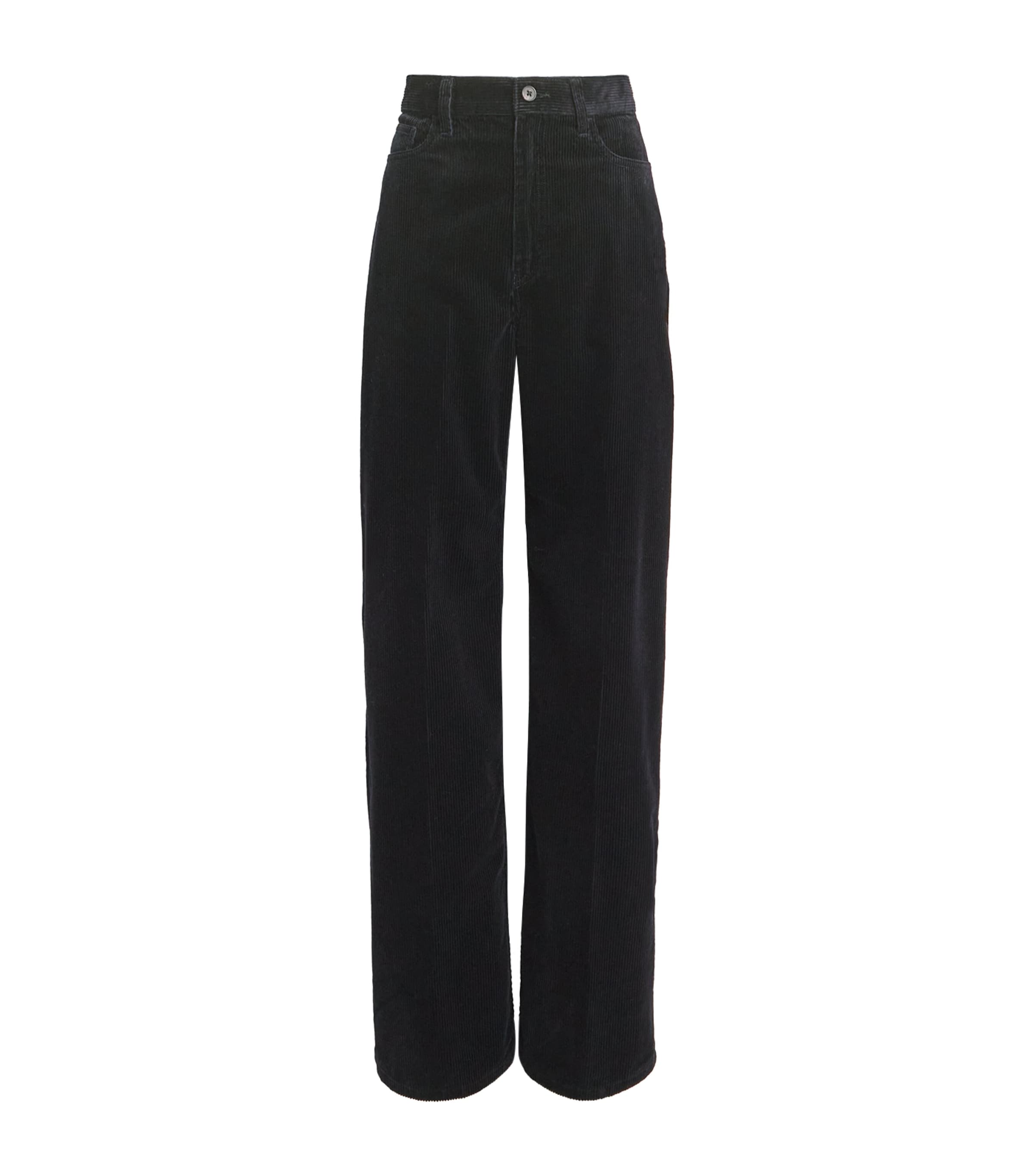 Polo Ralph Lauren Cotton Corduroy Wide-leg Trousers In Black