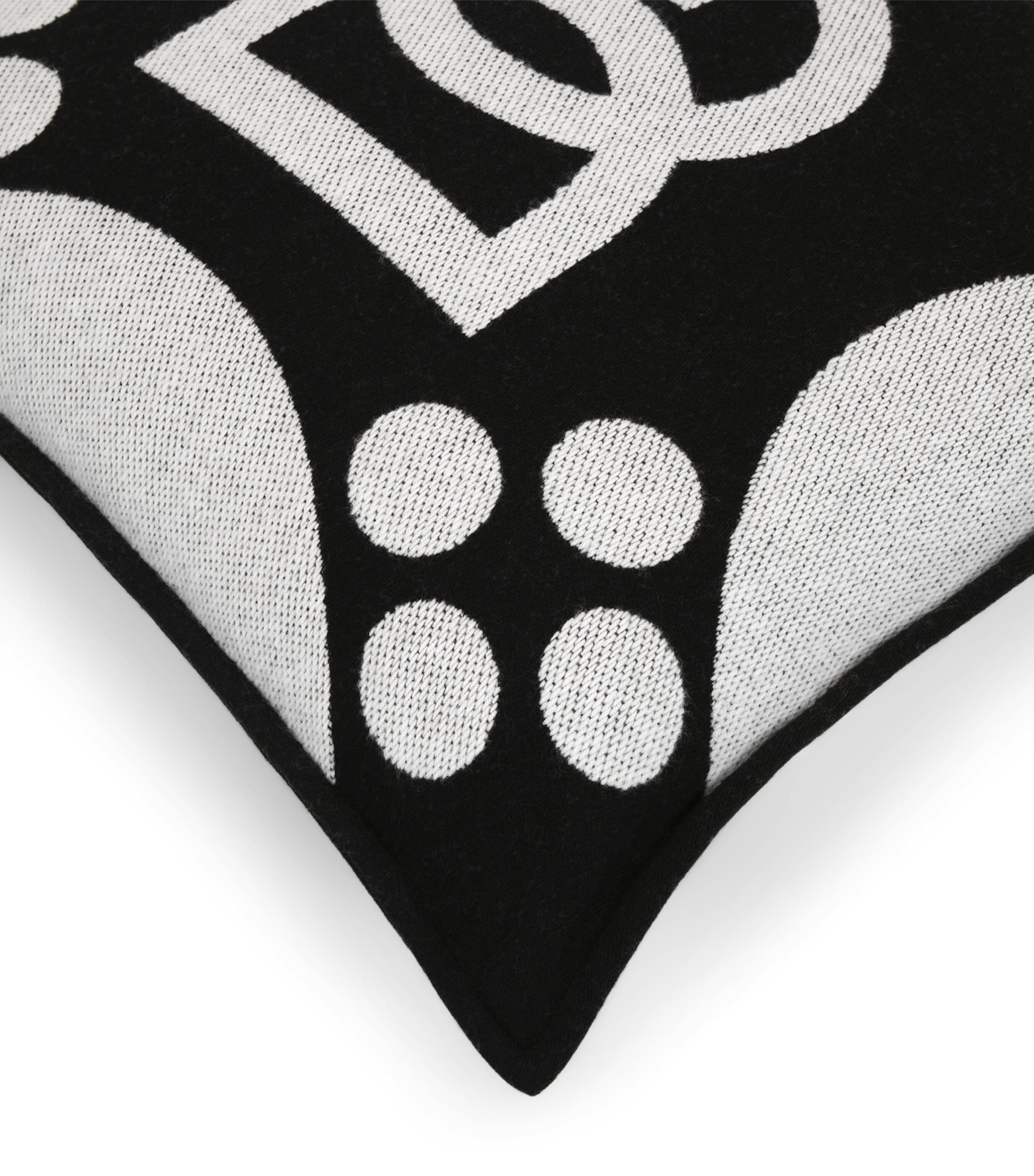 Wool-Silk-Cashmere Logo Cushion (50cm x 50cm) U0010-NERO/BIANCO Image 3