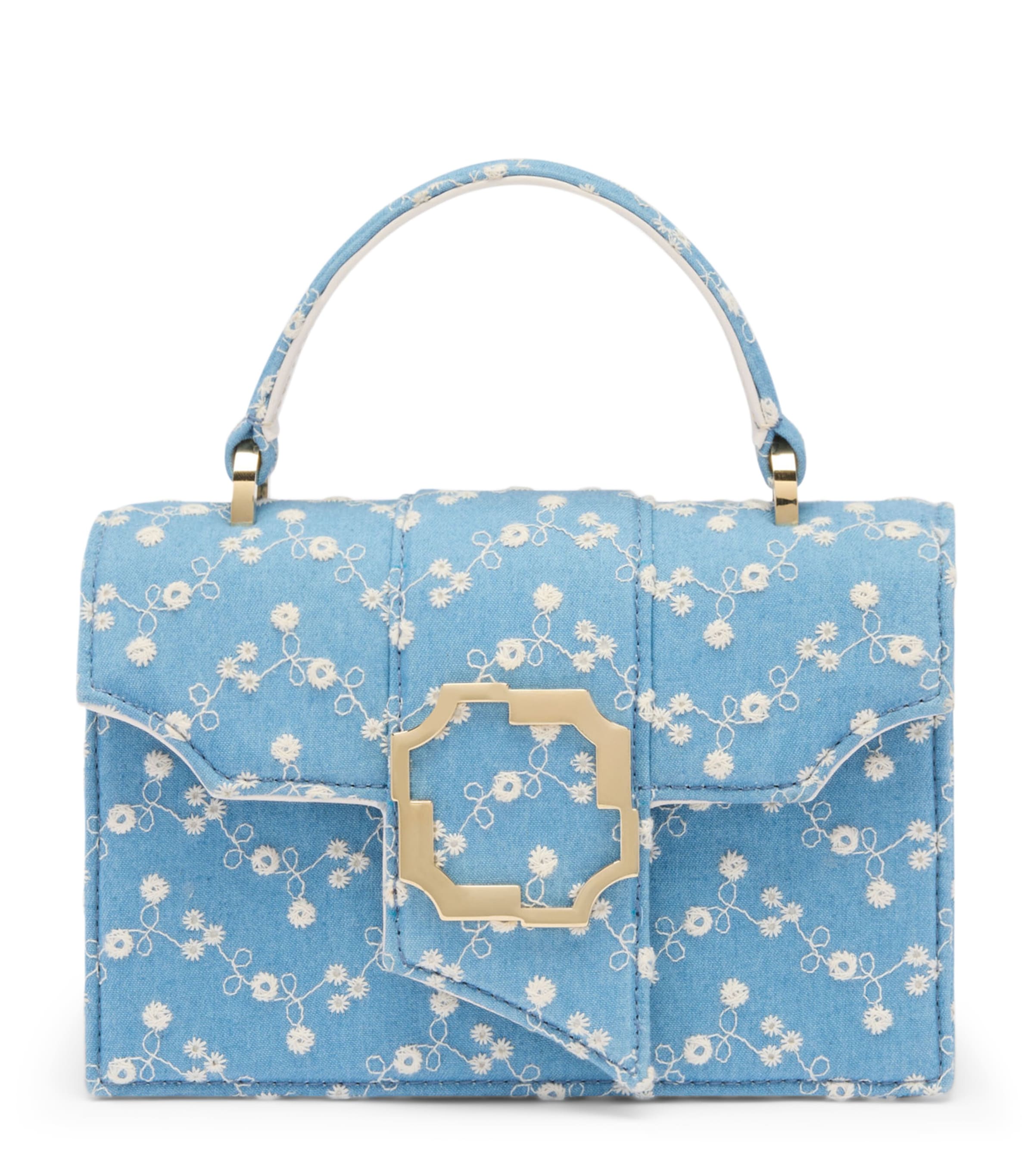 Mini Denim Floral Aubrey Top-Handle Bag