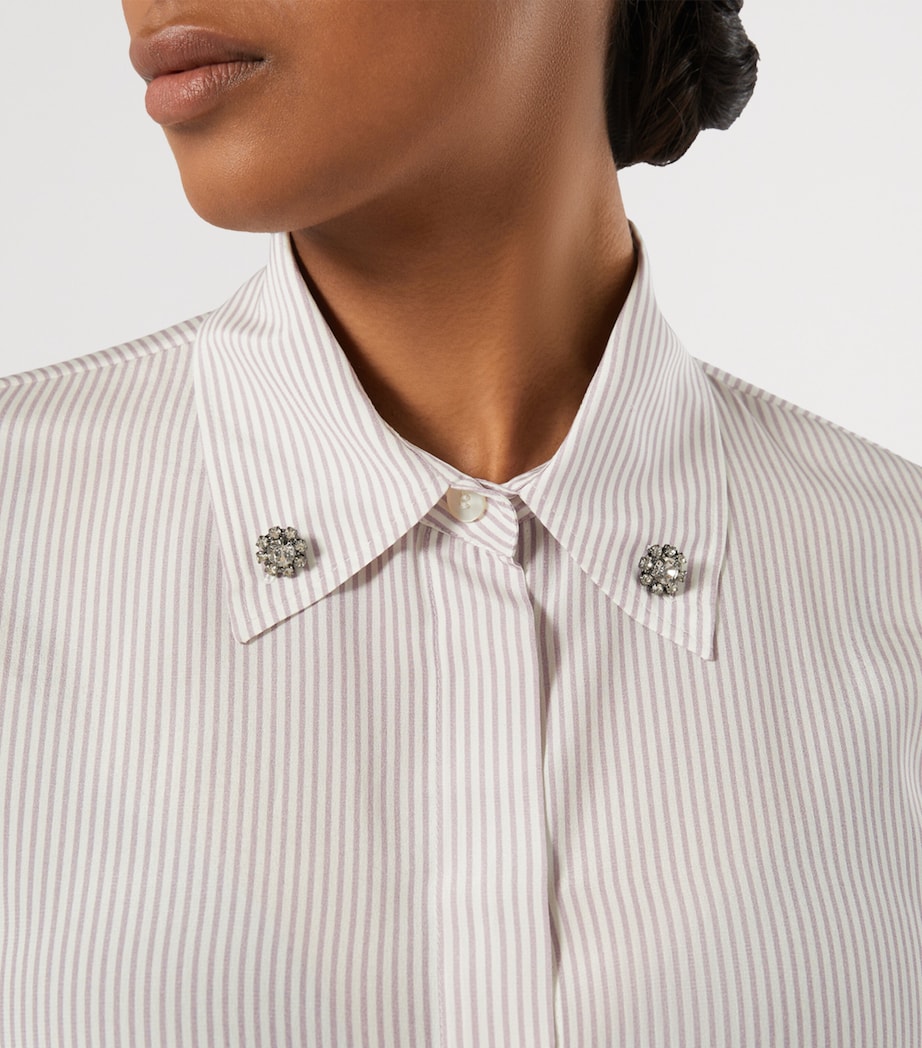 Marina Rinaldi Womens Silk Stripe Shirt Lilac Image 5