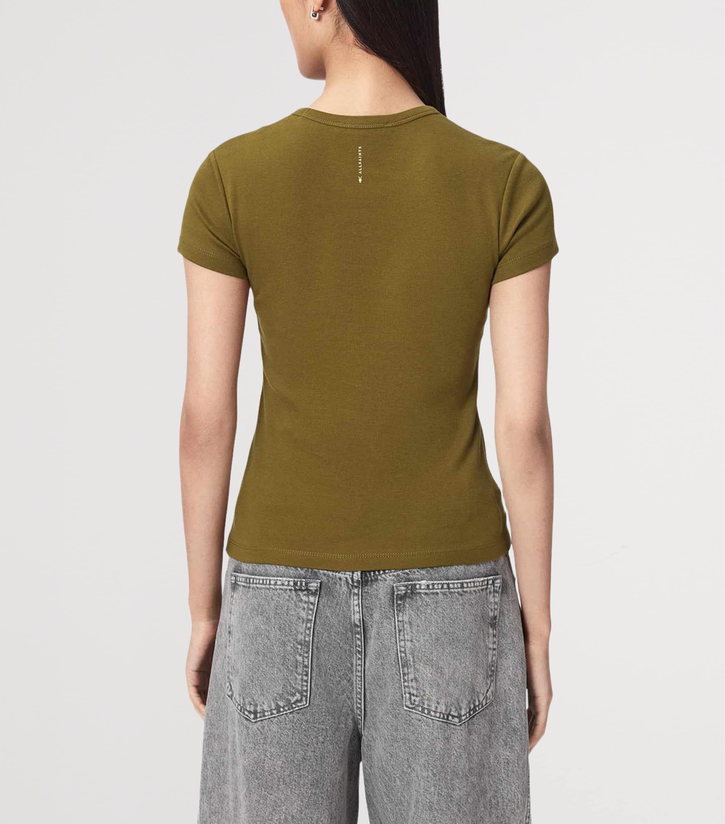 AllSaints Womens Organic Cotton Stevie T-Shirt Khaki Green Image 4