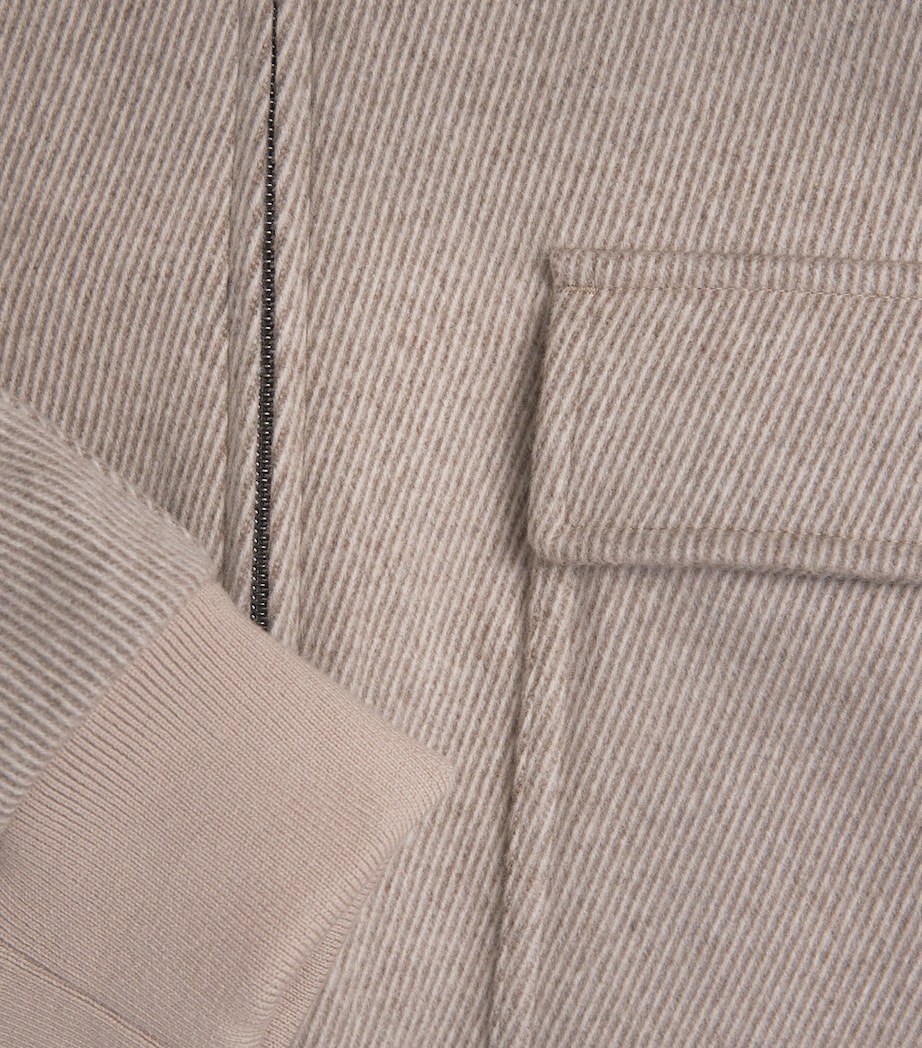 Herno Mens Wool-Cashmere Collar Bomber Jacket Taupe Image 6