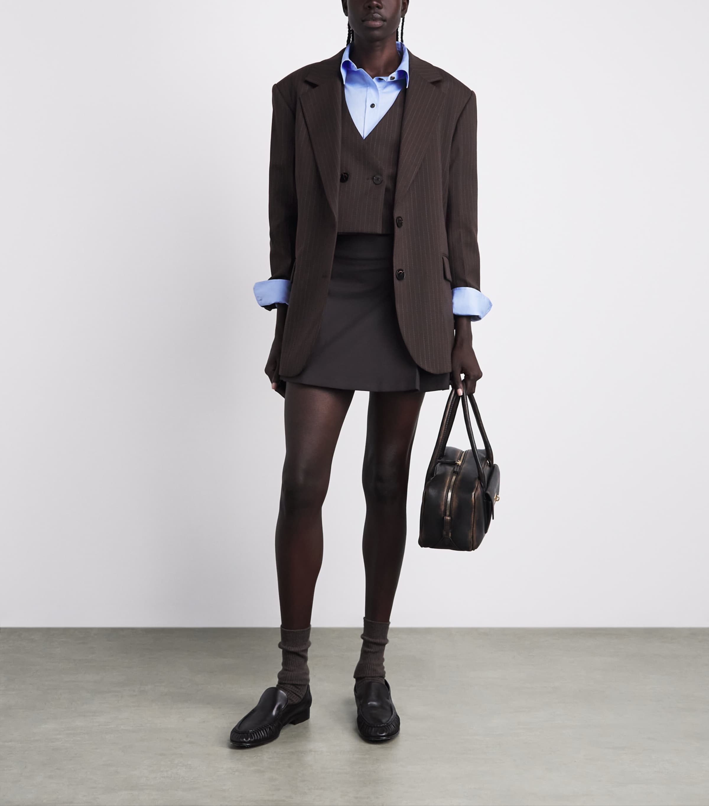 Sandro Paris Womens Striped Single-Breasted Blazer Marron / Bleu Image 2