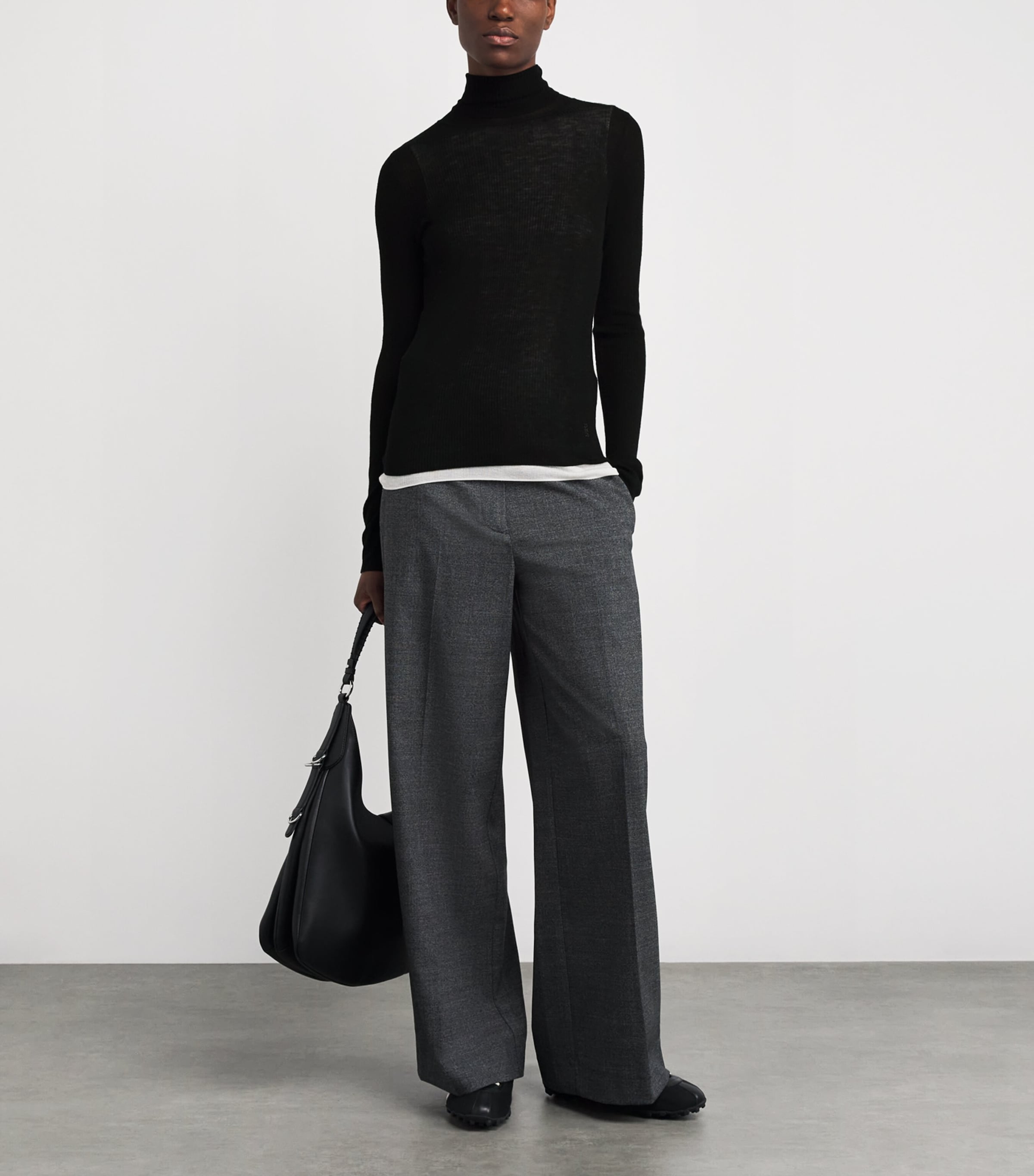 Wool Contrast-Trim Rollneck Sweater BLACK Image 2