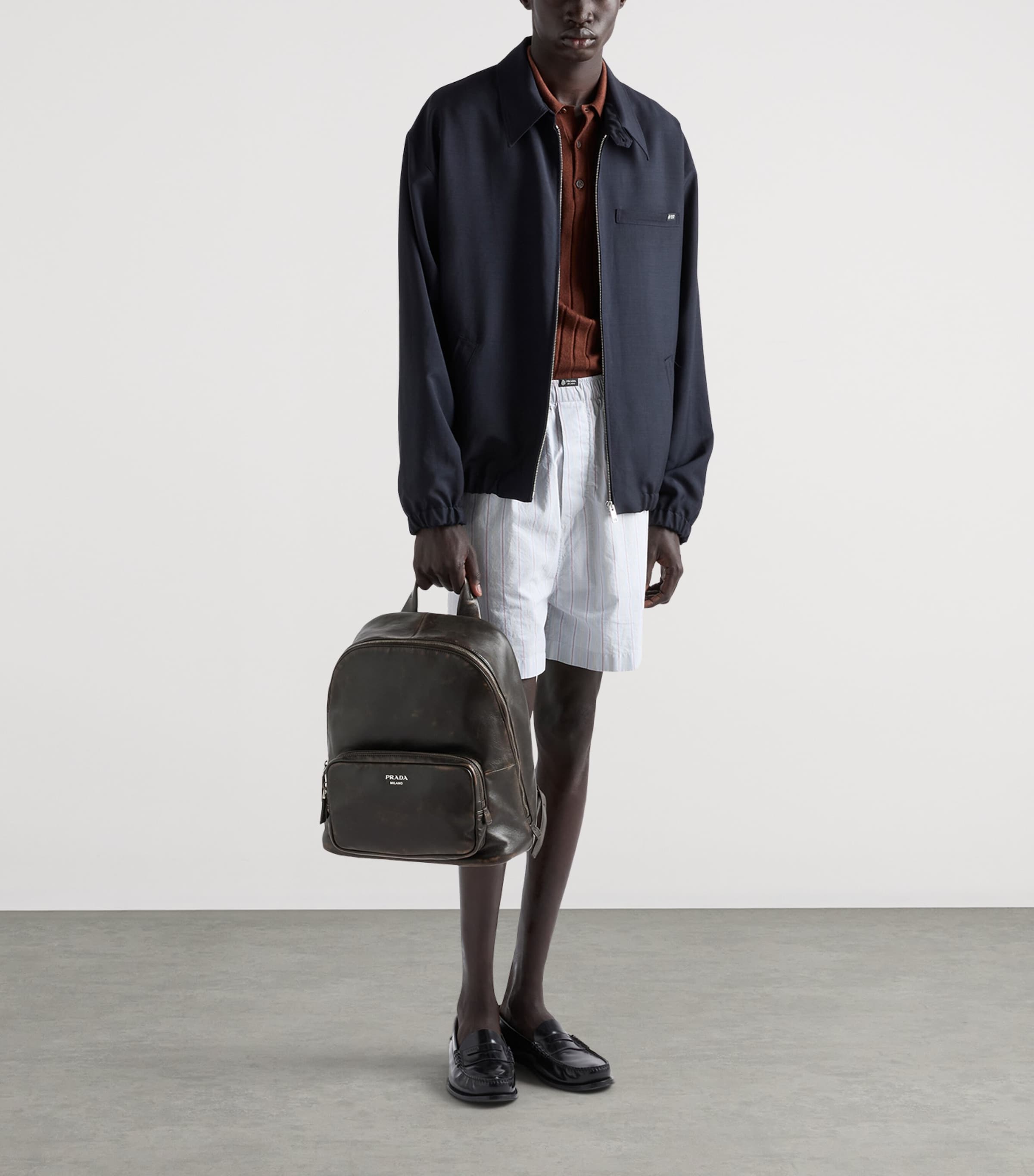 Prada Distressed Nappa Lambskin Backpack Brown Image 2