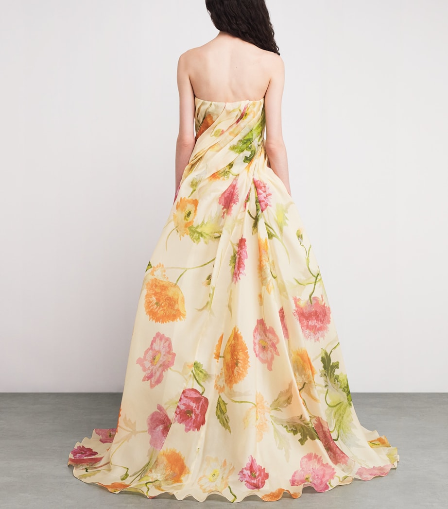 Carolina Herrera Womens Silk Organza Floral Gown Almond Multi Image 3