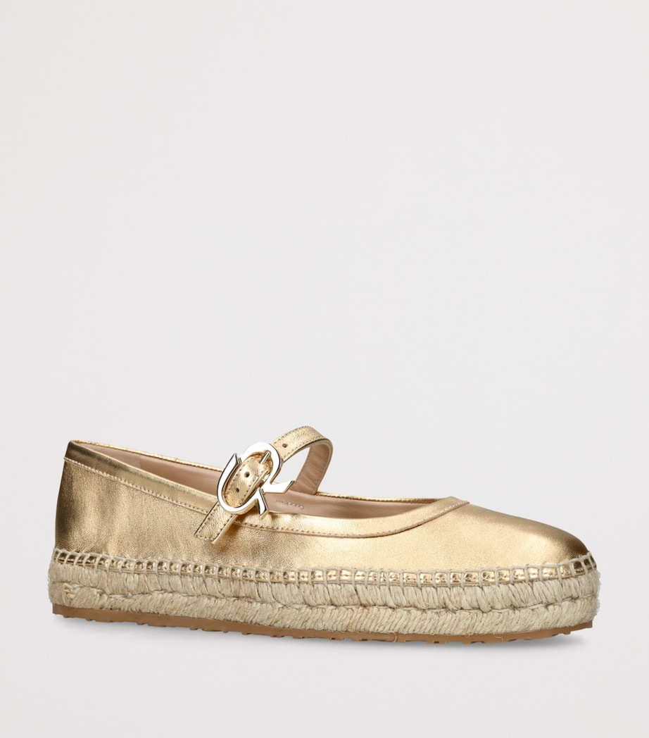 Gianvito Rossi Metallic Leather Elda Ballet Flats Gold Image 3
