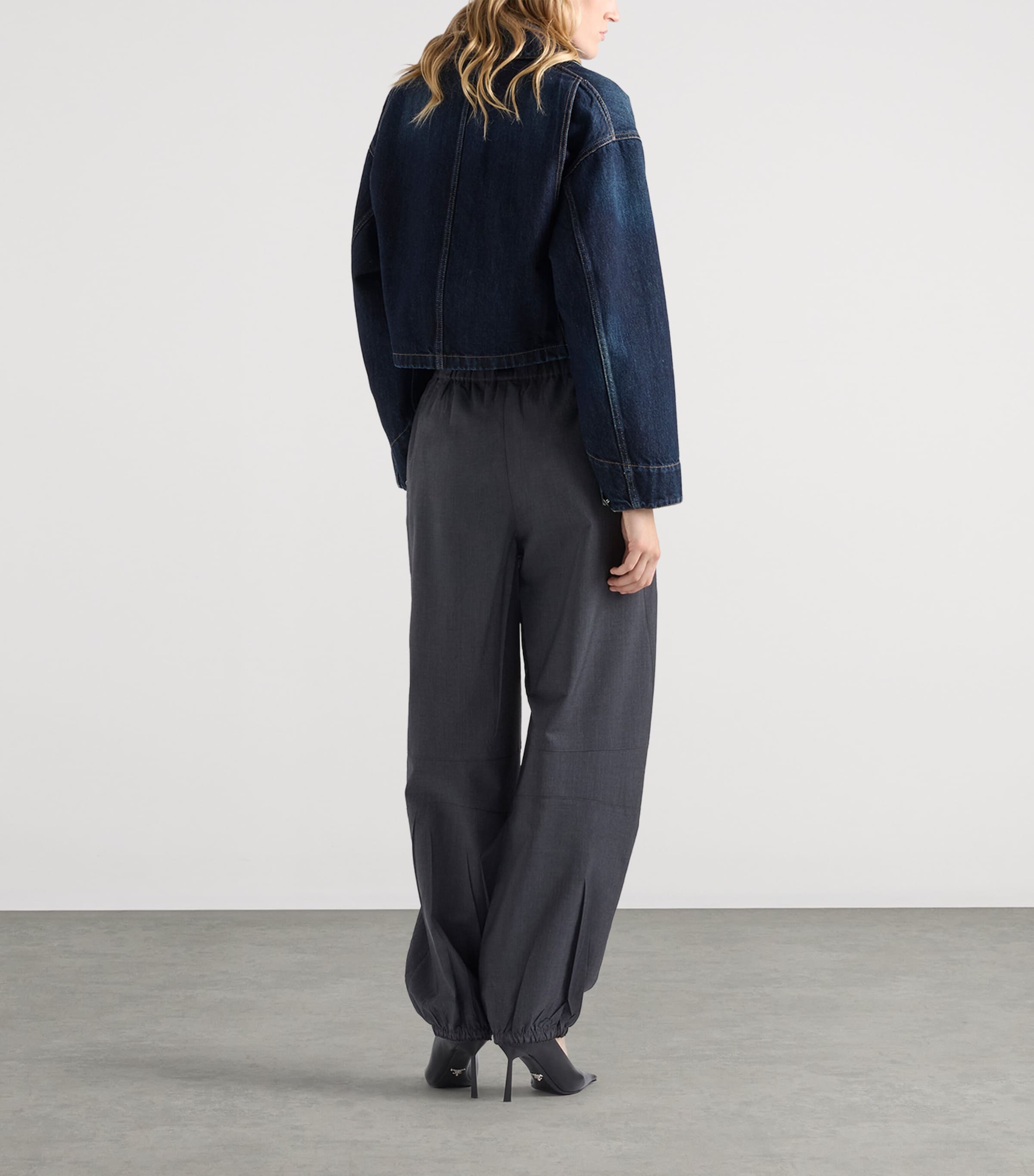 Prada Womens Cropped Denim Jacket Blue Image 5