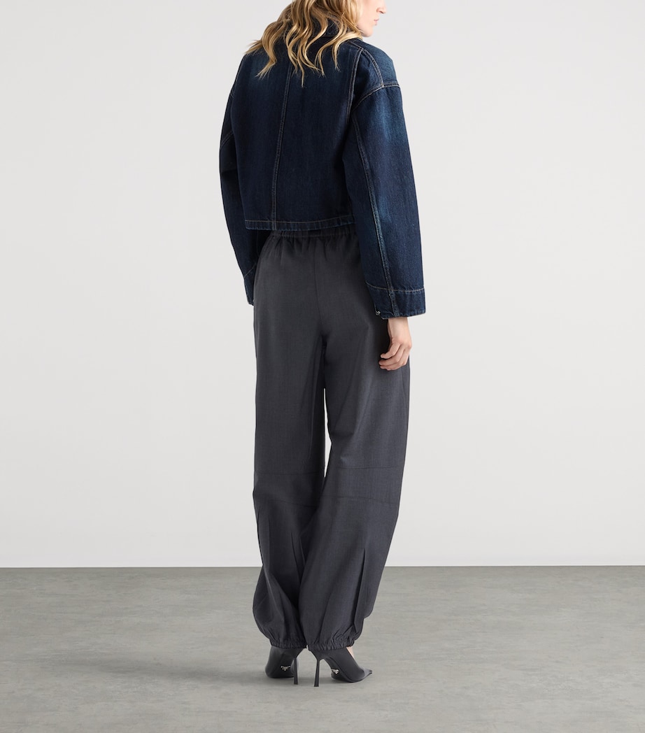 Prada Womens Cropped Denim Jacket Blue Image 5