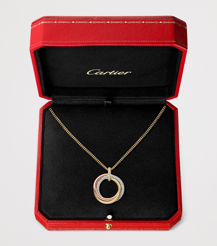 Large White, Rose, Yellow Gold and Diamond Trinity Necklace MIXED GOLD Image 2