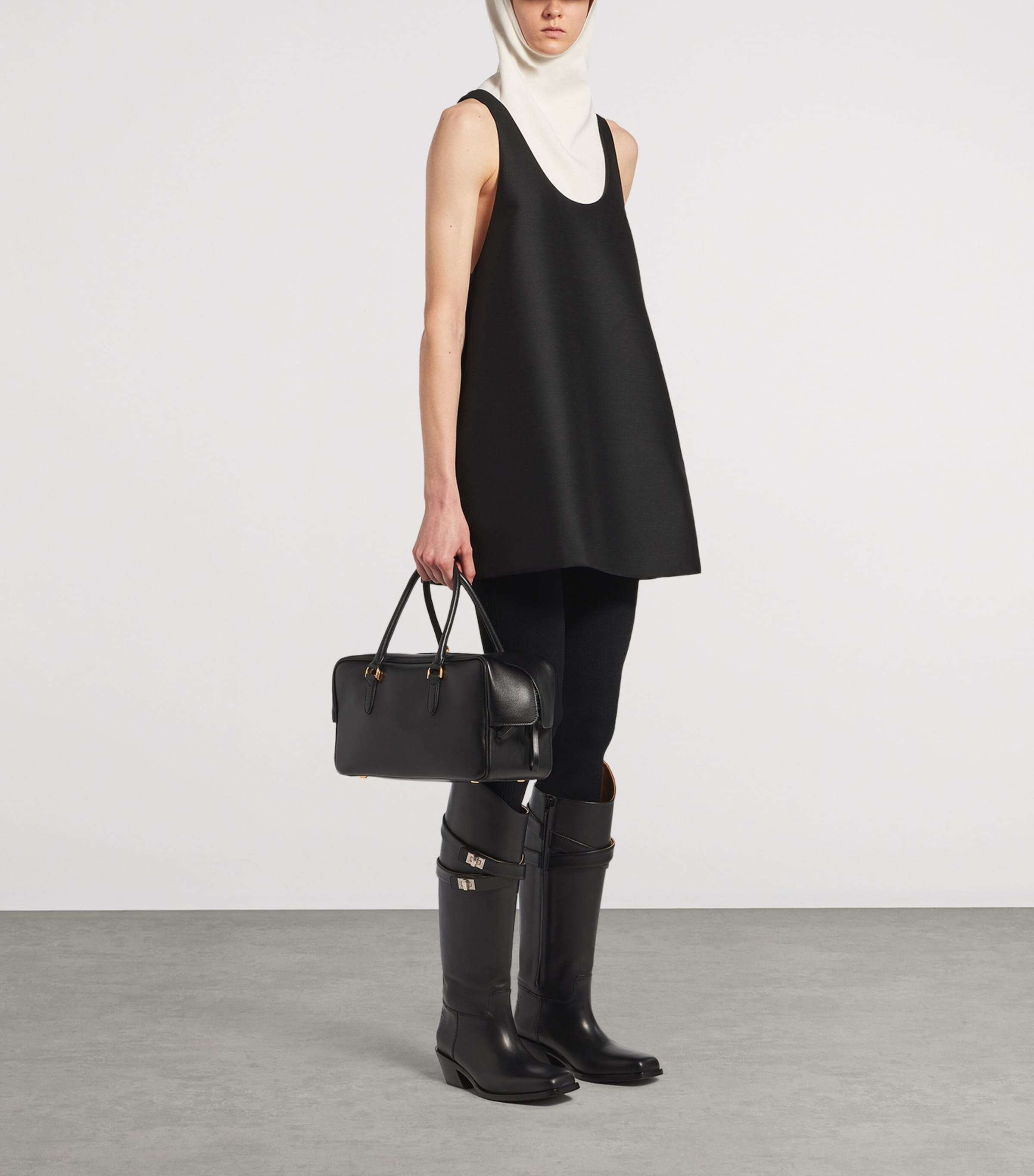 Balenciaga Womens Wool-Silk Scoop-Neck Top Image 2