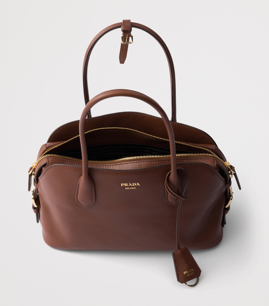 Prada Medium Leather Shoulder Bag Brown Image 5