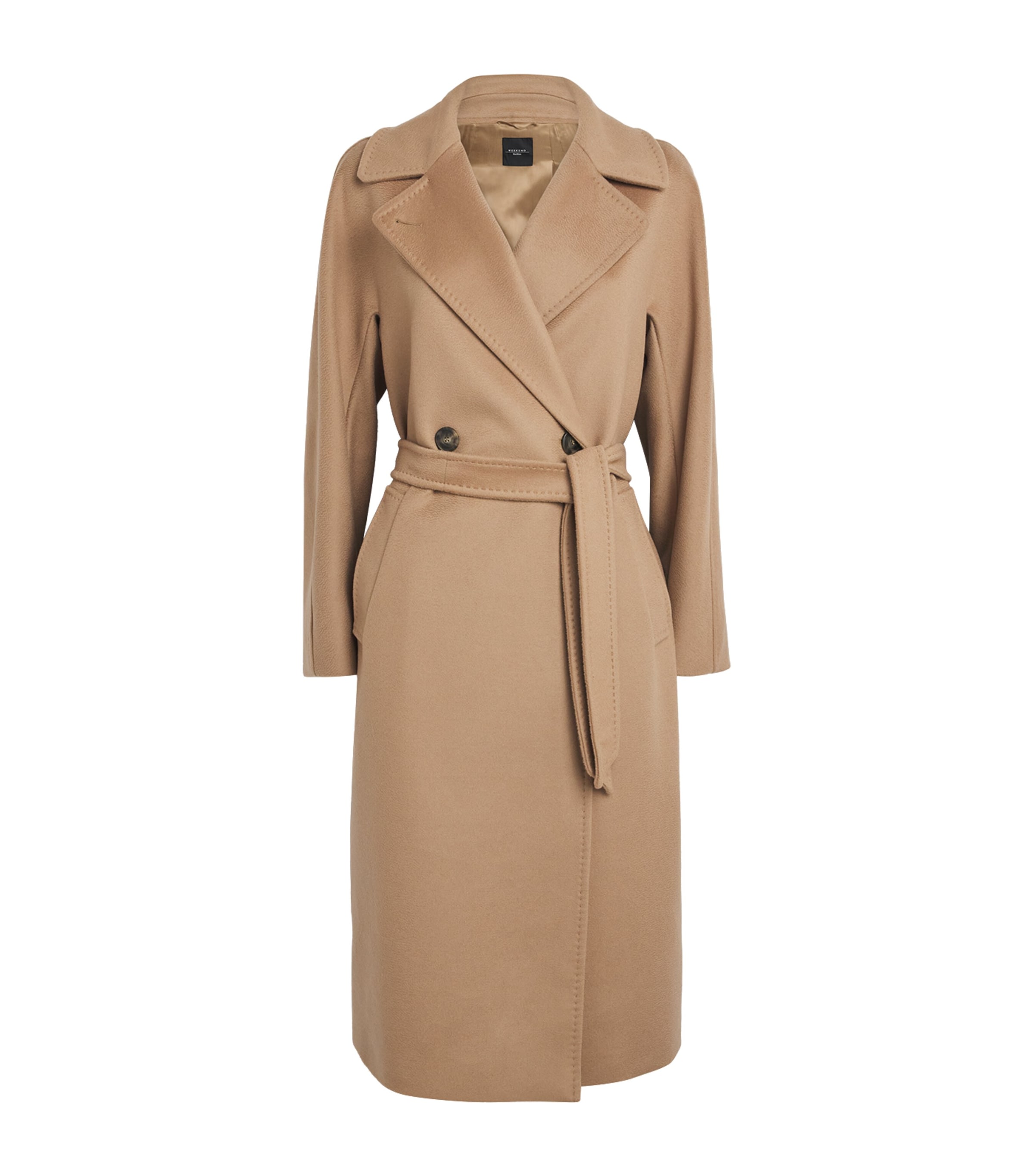 Weekend Max Mara Max Mara Weekend Brown Pure Wool Coat With Belt In Neutral