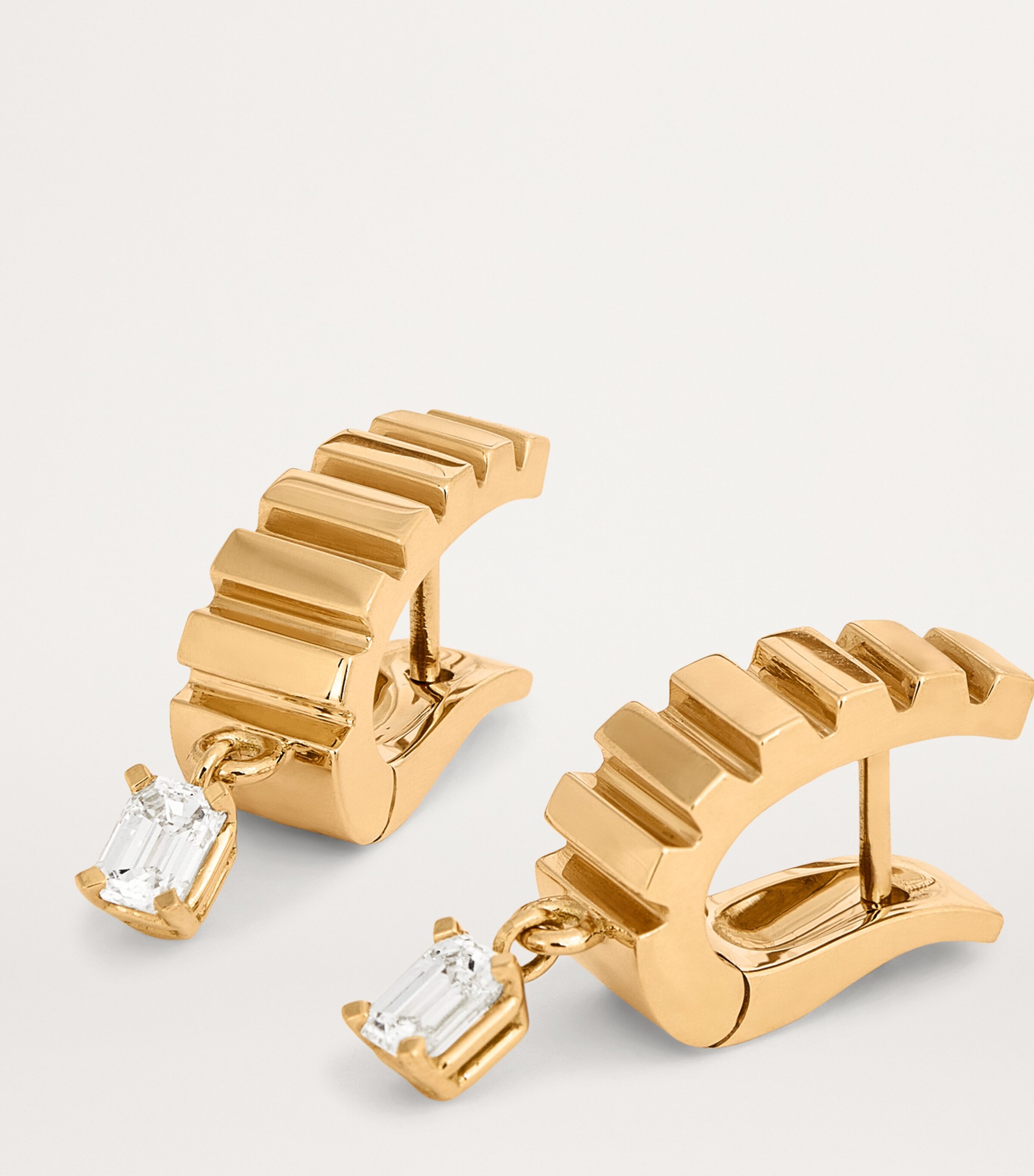 Yellow Gold and Diamond Escalier Hoop Earrings YELLOW GOLD Image 6