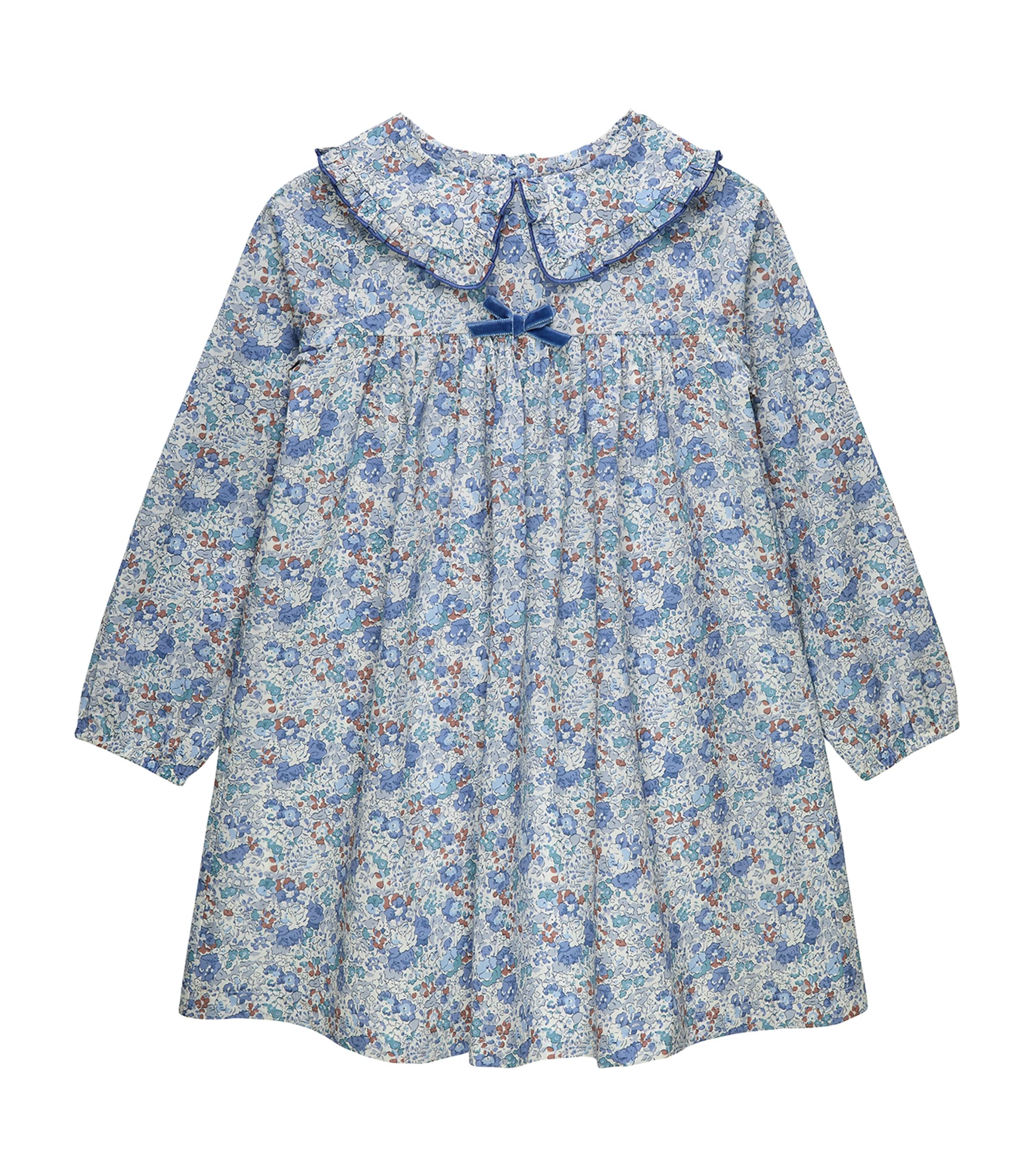 Trotters Cotton Liberty Print Dress (6-11 Years) Blue Image 1