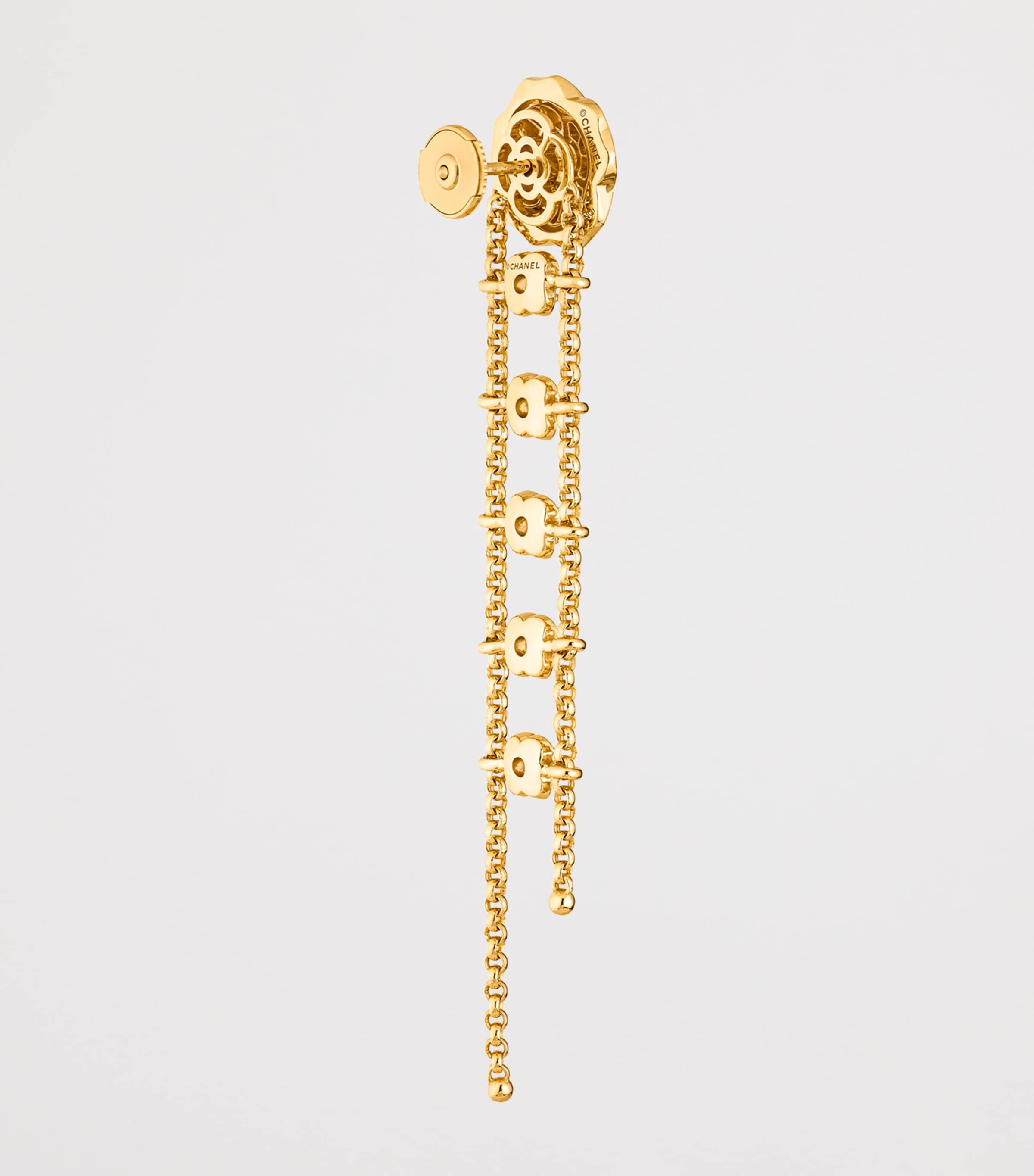 Gold and Diamond Camélia Transformable Earrings YELLOW Image 3