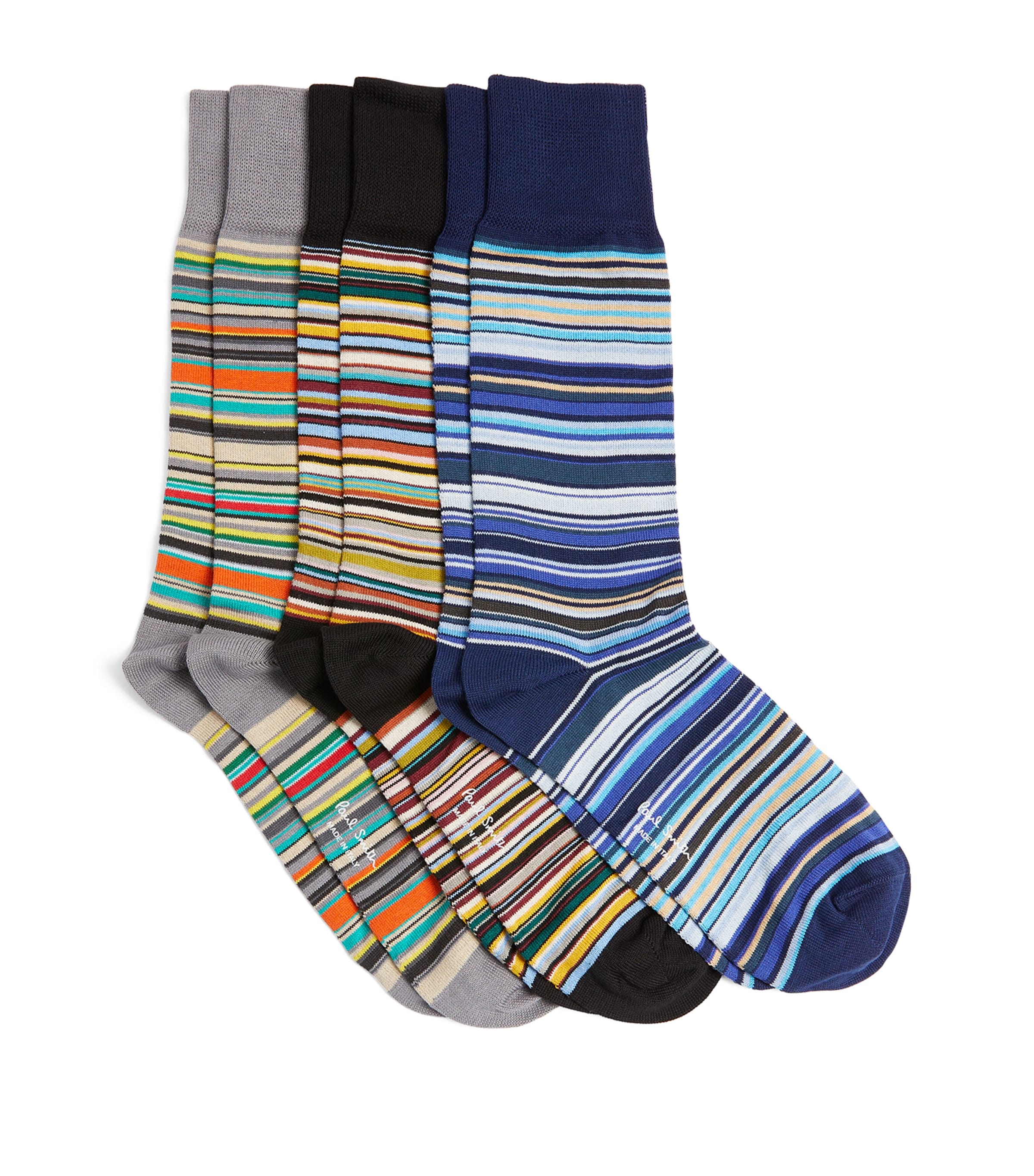 Paul Smith Cotton-blend Multicolour Stripes Socks In Gray