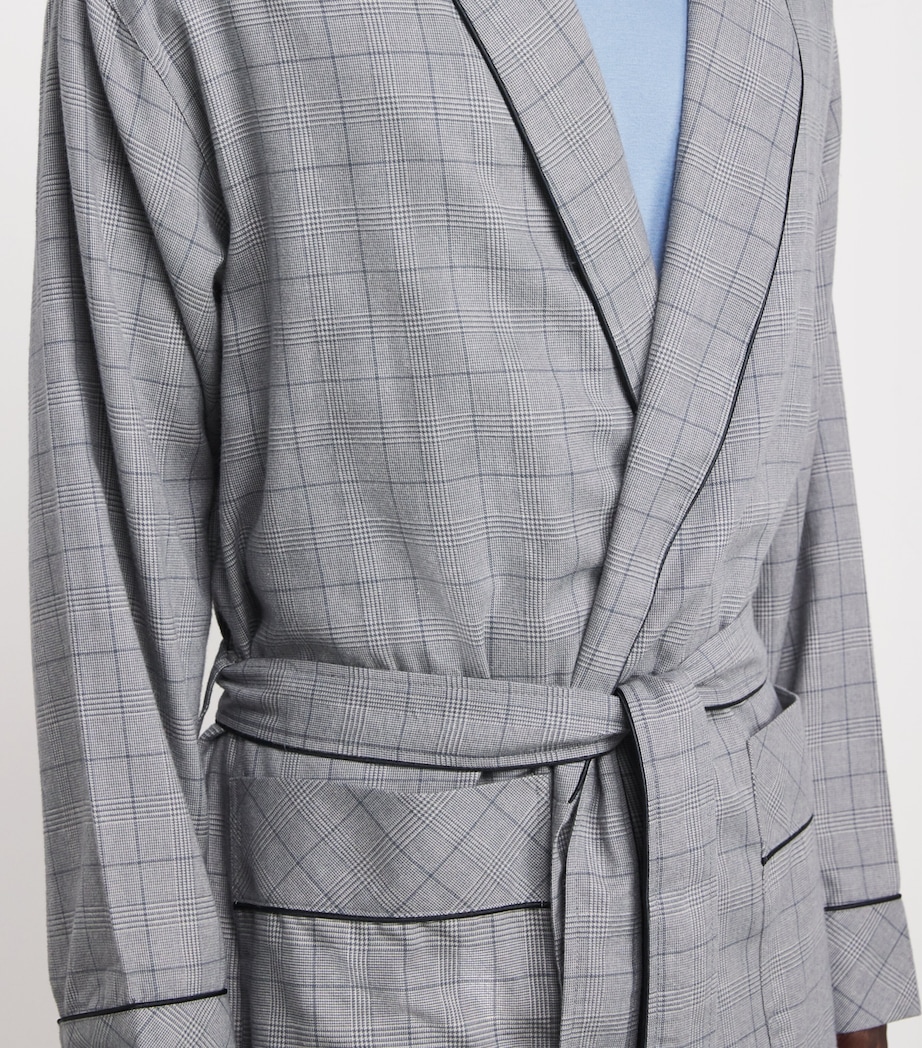 Cotton-Wool Flannel Robe 075 DARK GREY CHECK Image 6