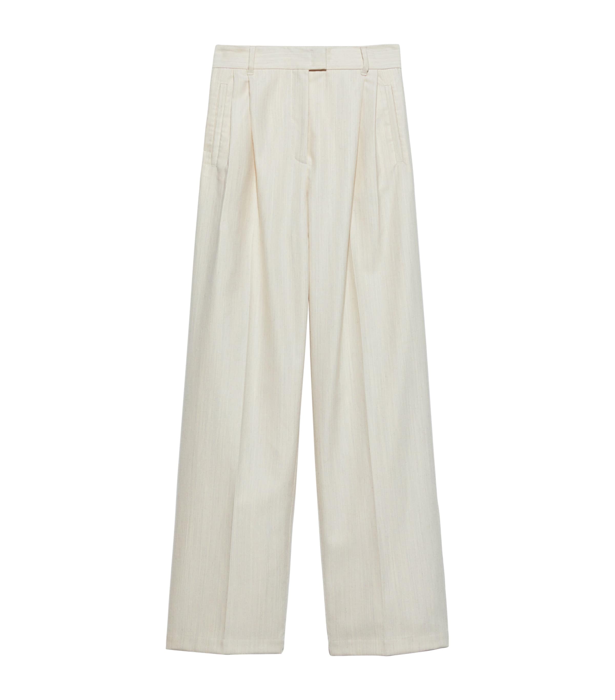 Cotton-Wool Straight Trousers WOOL WHITE Image 1