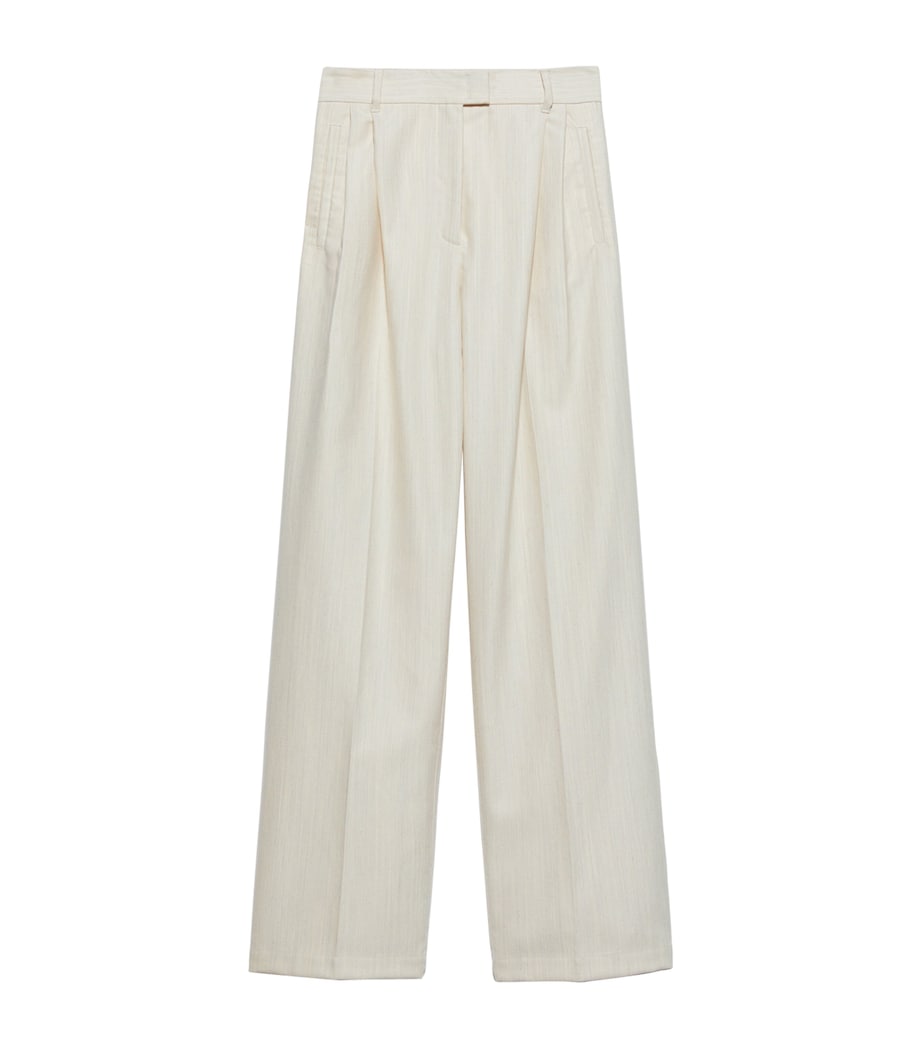 Cotton-Wool Straight Trousers WOOL WHITE Image 1