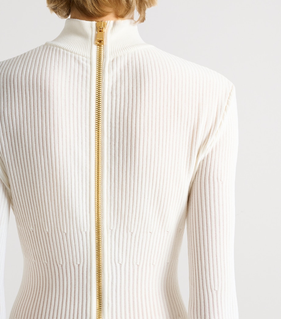 Balmain Womens Rib-Knit Maxi Dress Écru Image 5