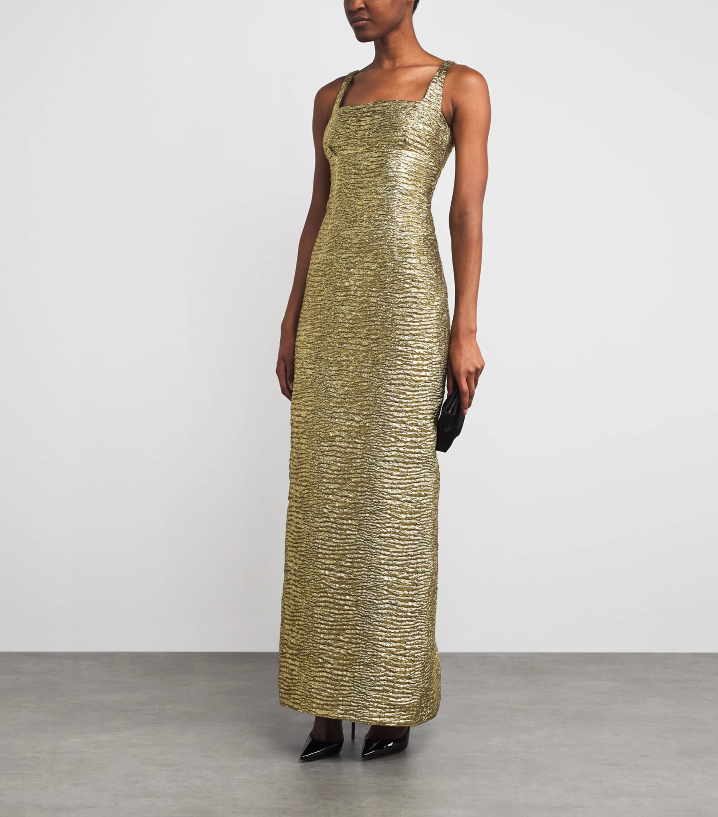 Metallic Seersucker Micheline Gown GOLD Image 2