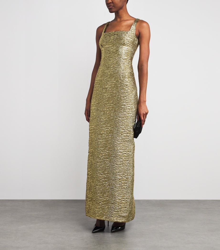 Metallic Seersucker Micheline Gown GOLD Image 2