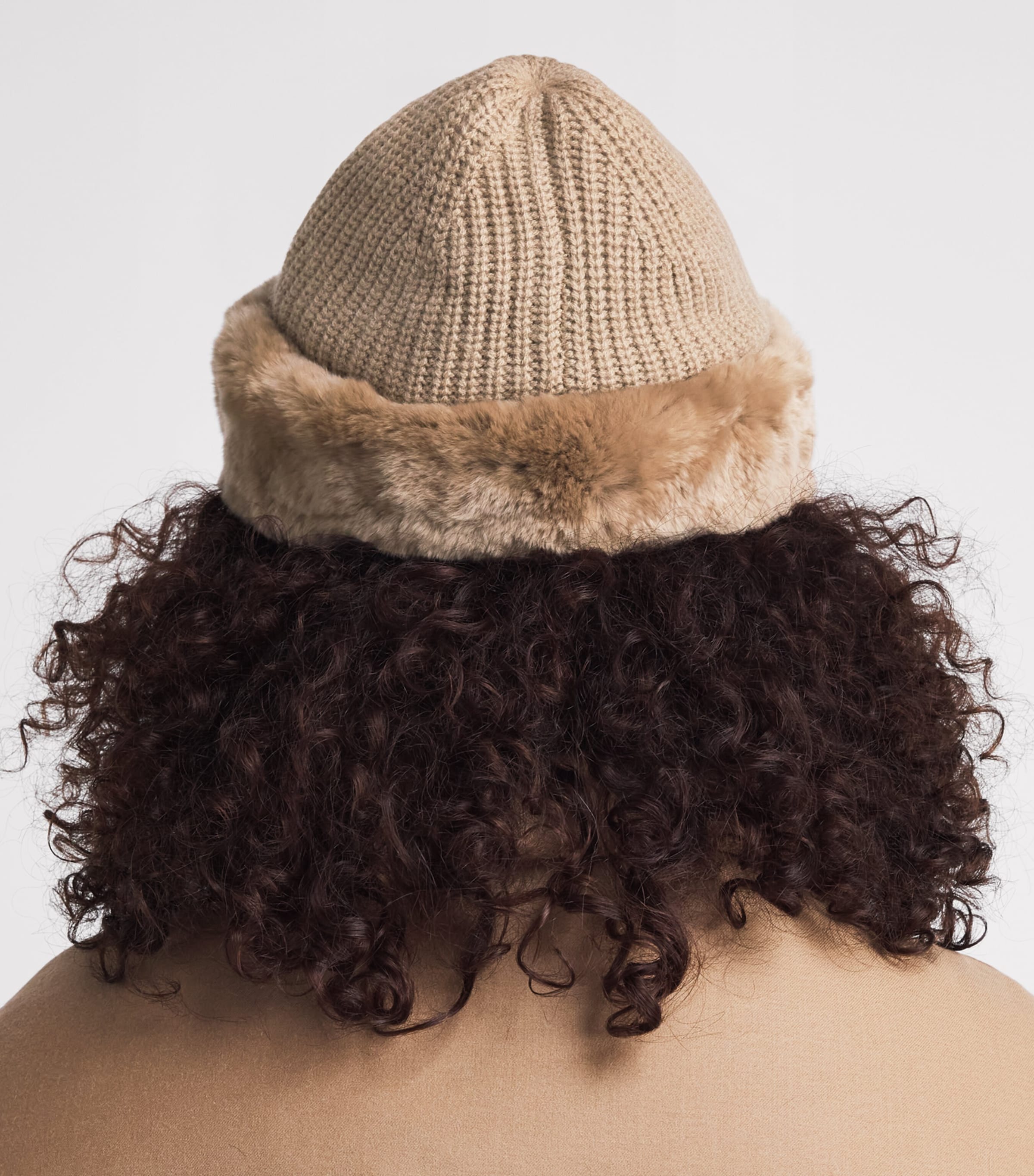 Yves Salomon Wool-Cashmere Rabbit Fur Trim Beanie Image 2