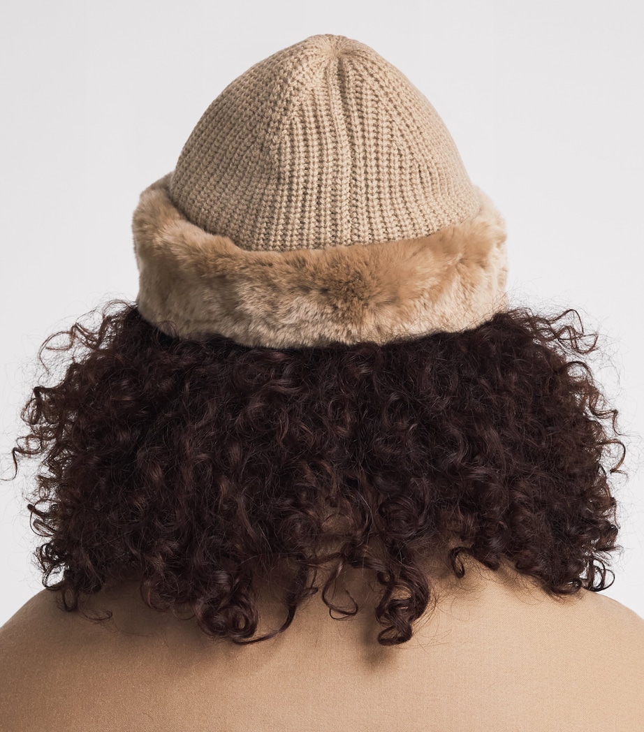 Yves Salomon Wool-Cashmere Rabbit Fur Trim Beanie Image 2