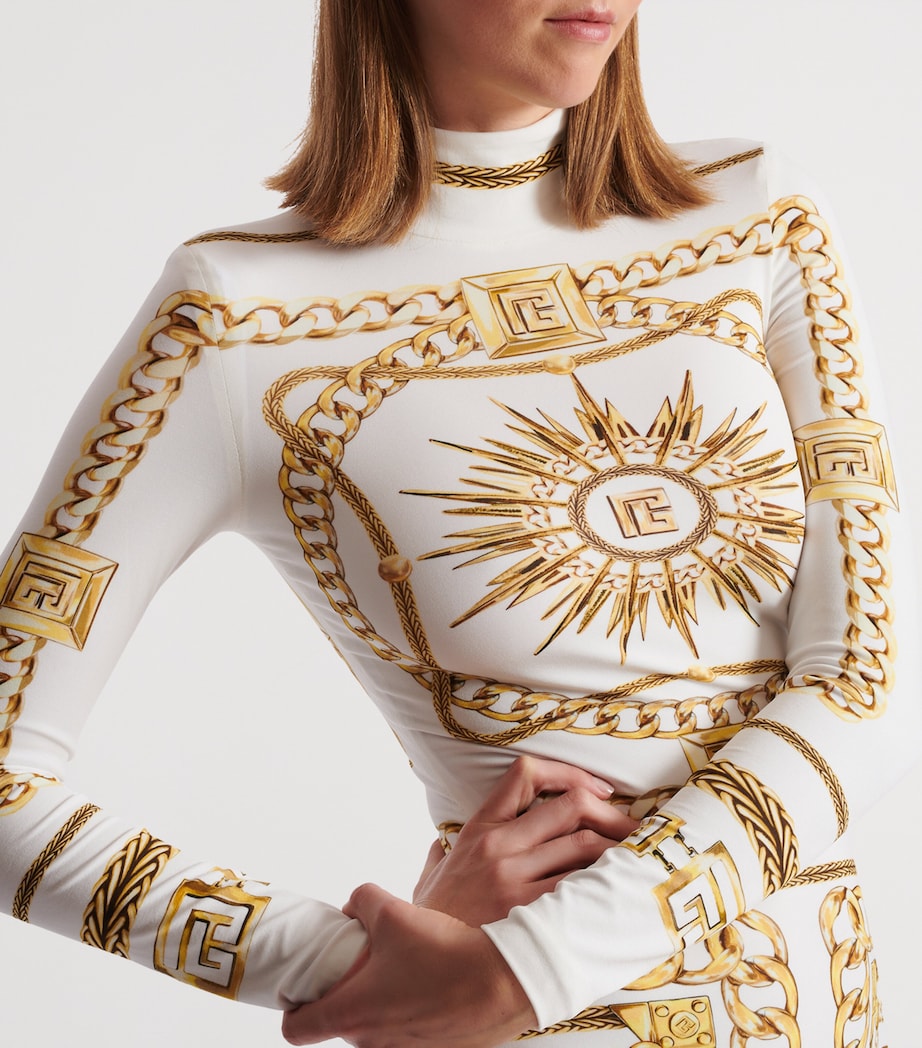 Jersey Chain Print Maxi Dress GAD BLANC/OR Image 4