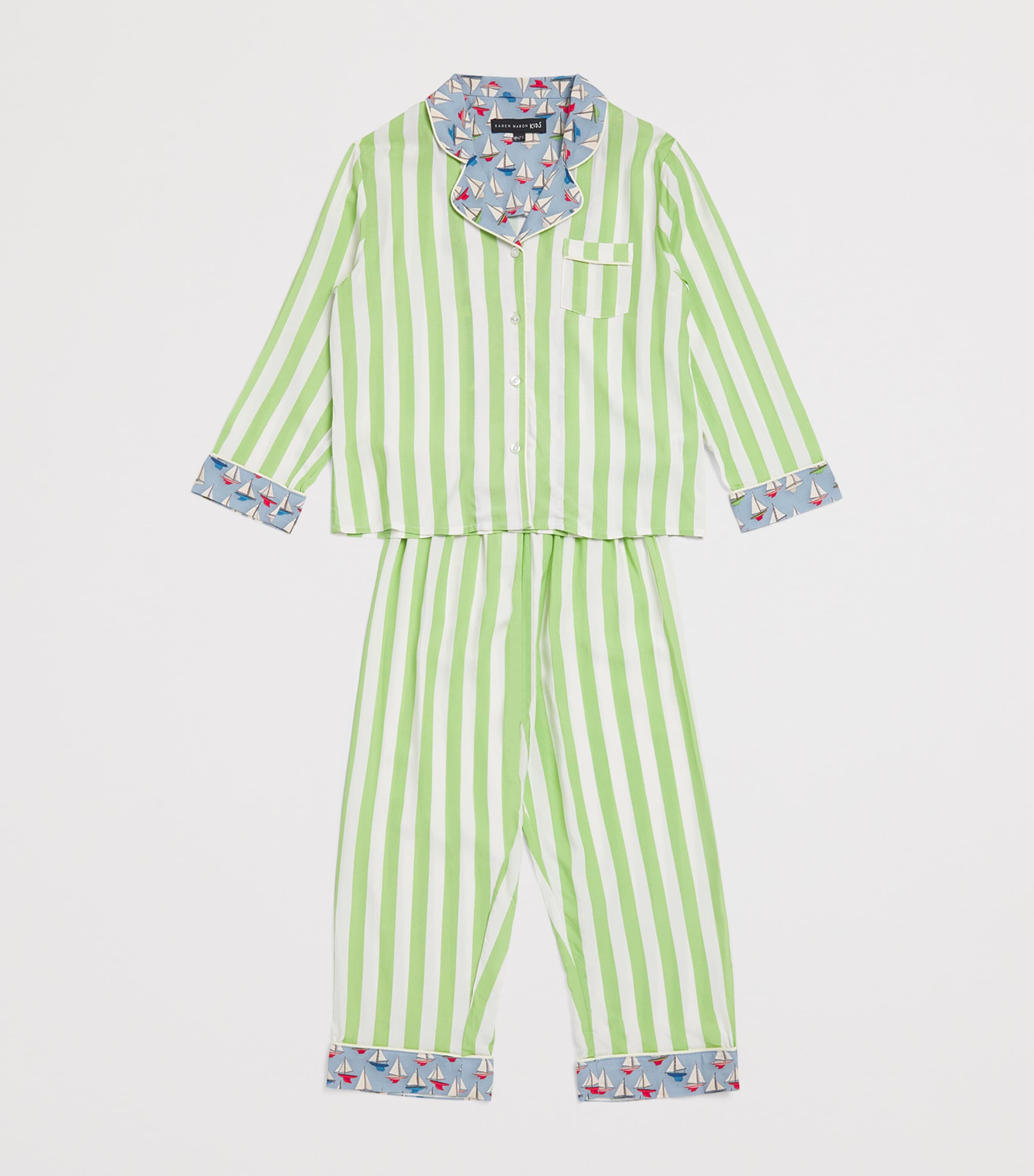 Stripe Boat Print Pyjama Set (2-13 Years) GREEN STRIPE Image 3