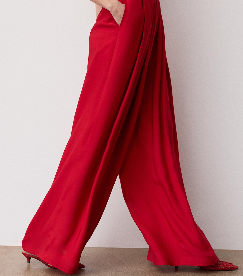 Ralph Lauren Collection Womens Satin Vannesa Wide-Leg Trousers Bright Red Image 5
