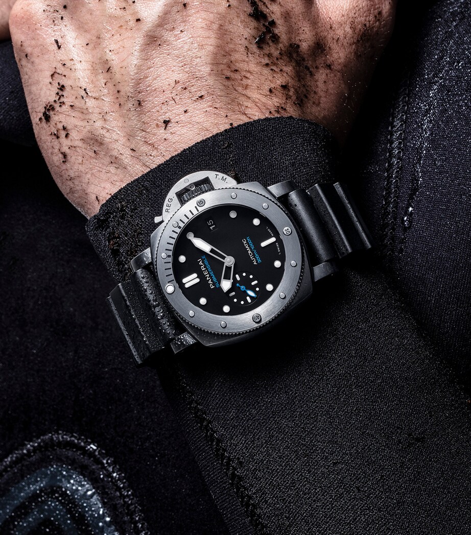 Panerai Stainless Steel and Rubber Submersible Watch 42mm Black Image 7