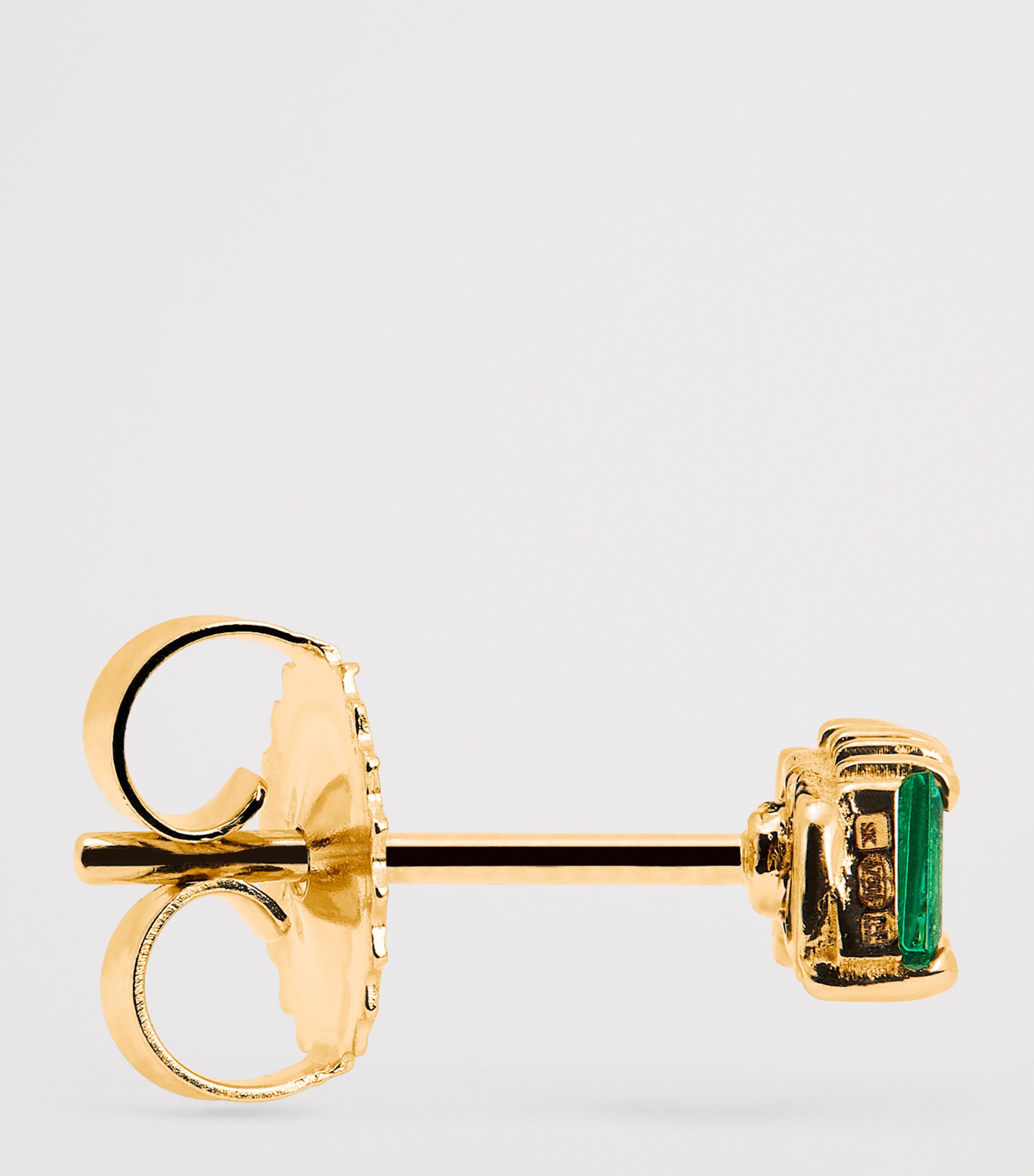 Yellow Gold, Diamond and Emerald Bold Stud Earrings 18K YG/EMER Image 4