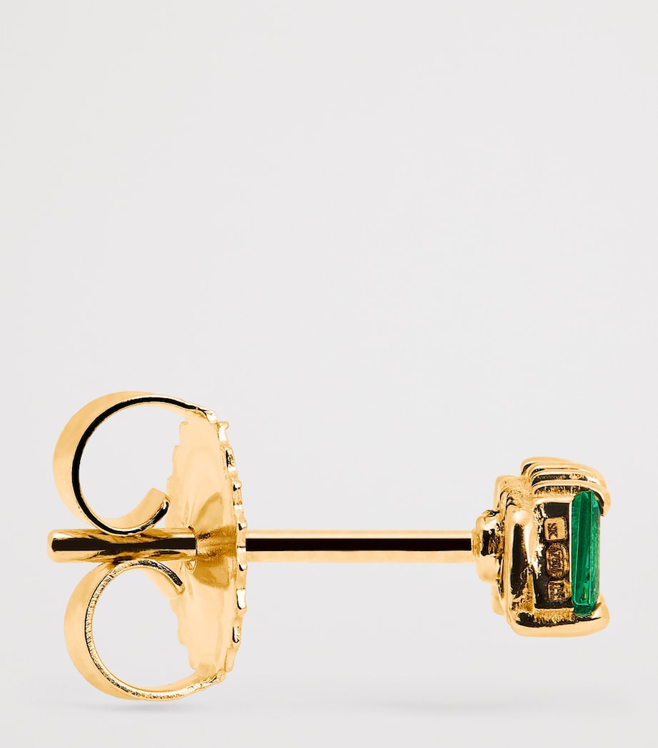 Yellow Gold, Diamond and Emerald Bold Stud Earrings 18K YG/EMER Image 4