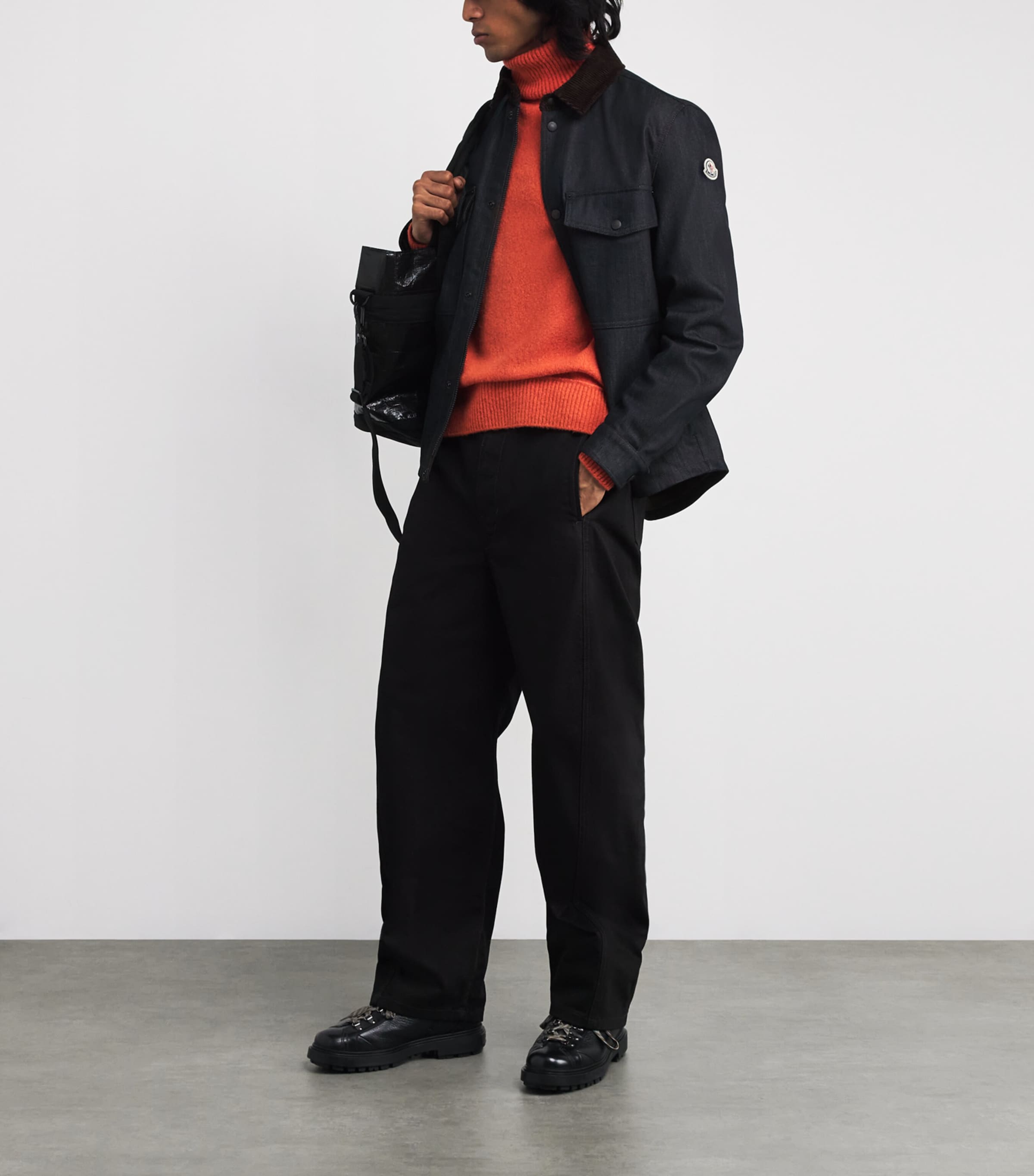 Corduroy-Trim Denim Shirt Jacket 76C Image 2