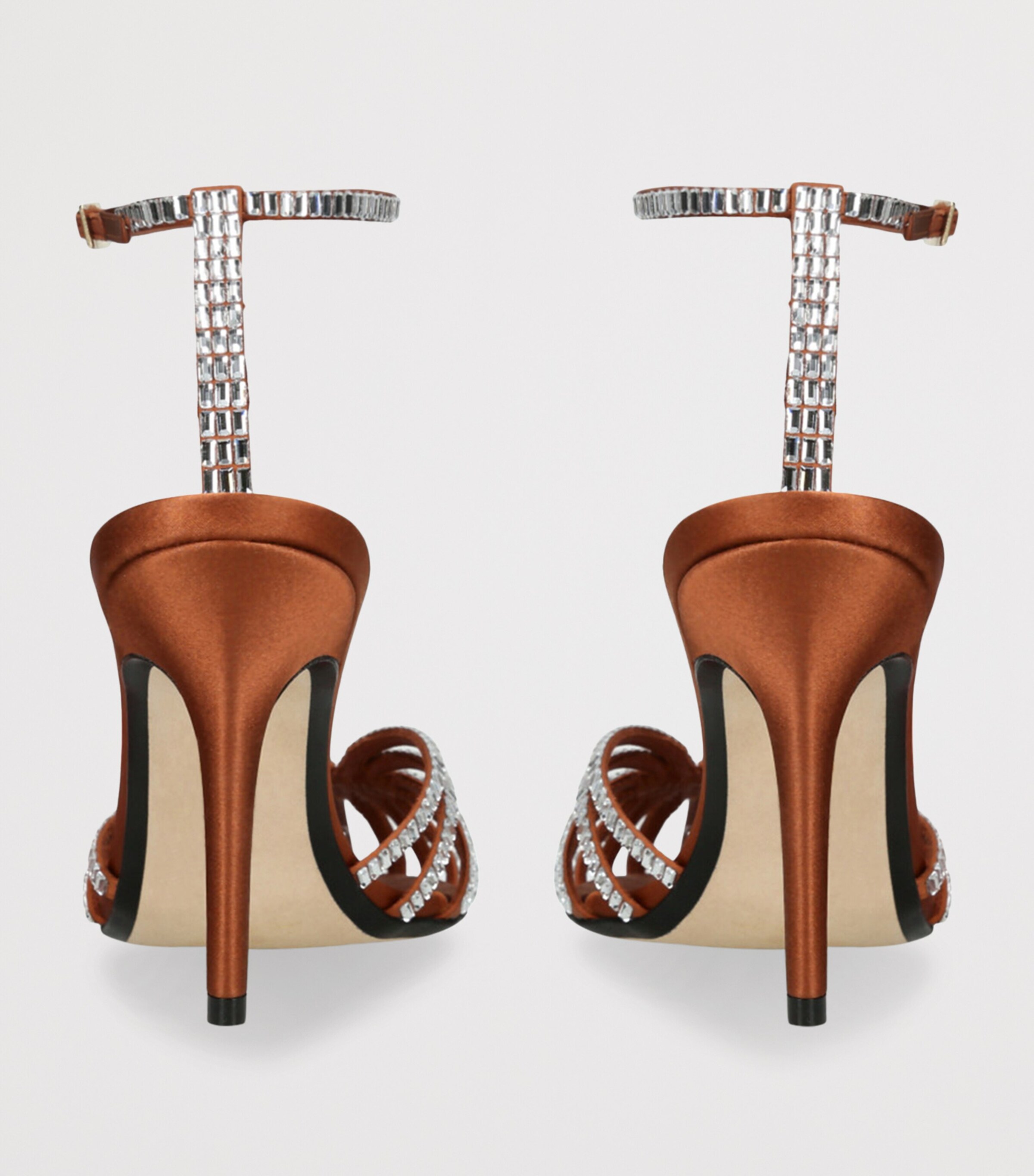 Alevì Satin Penelope Xtal Heeled Sandals 95 Rust Image 2