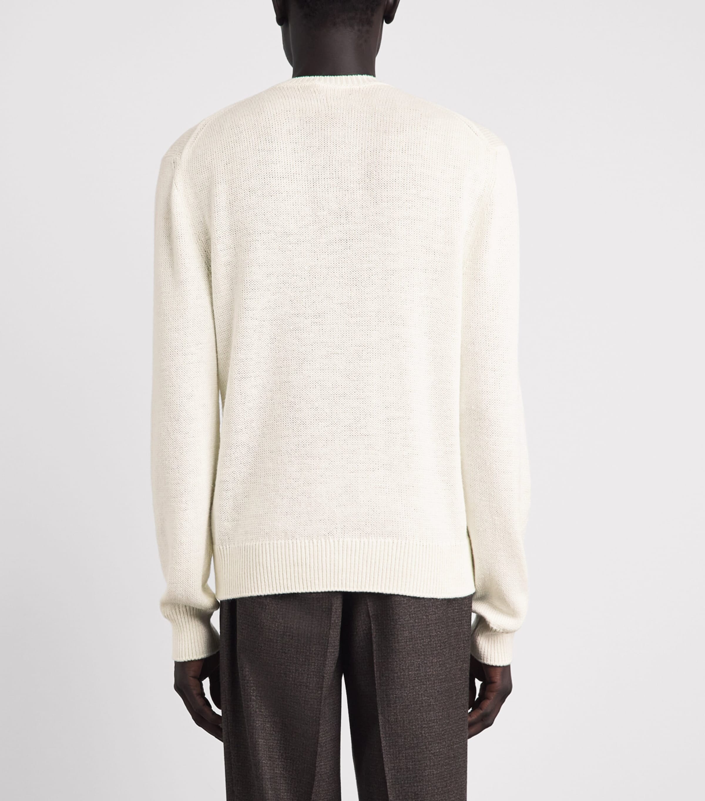 Ralph Lauren Purple Label Mens Silk-Linen Polo Bear Sweater Classic Cream Image 5
