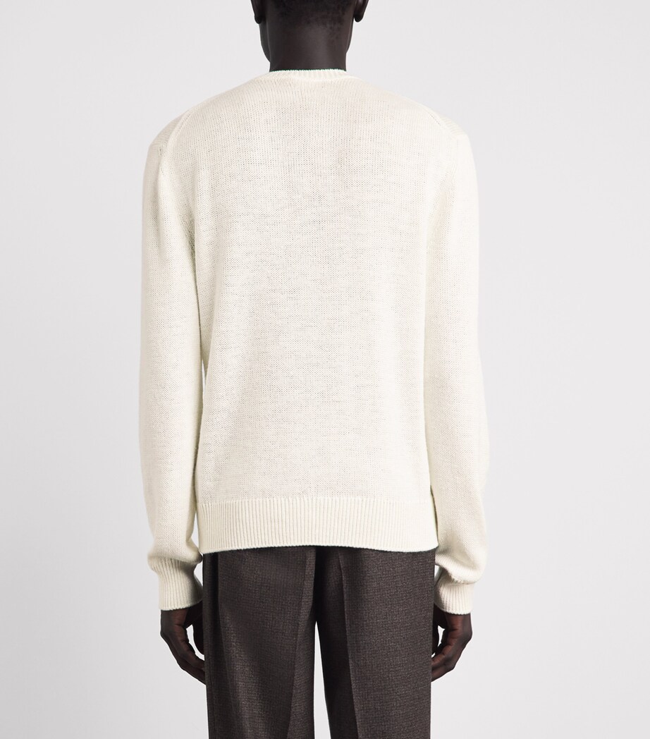 Ralph Lauren Purple Label Mens Silk-Linen Polo Bear Sweater Classic Cream Image 5