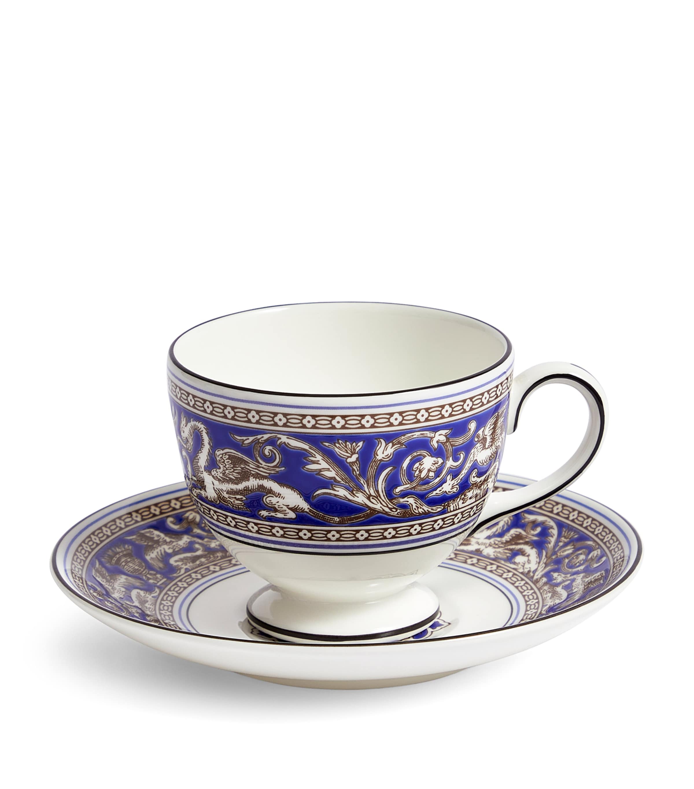 Wedgwood Florentine Marine Teacup & Saucer, 6.1 Oz. In Blue