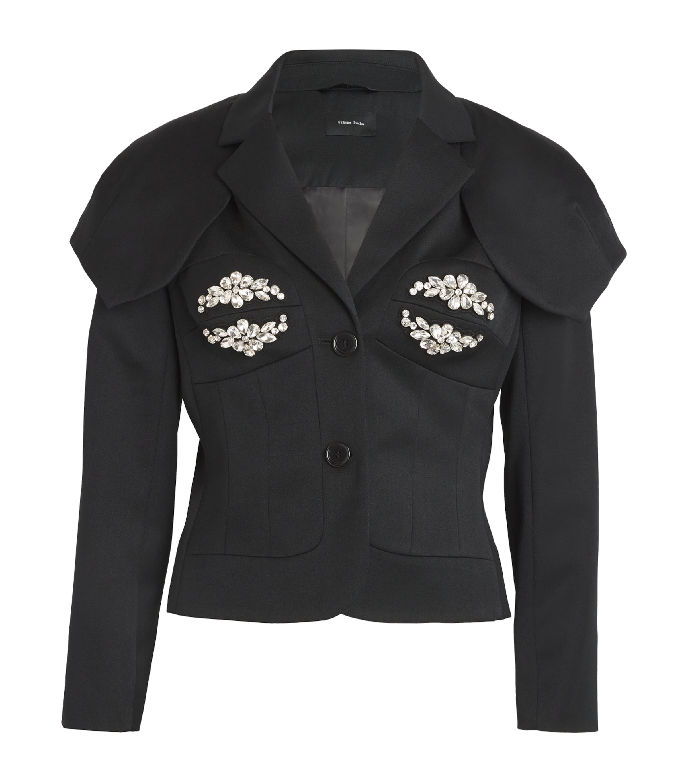 Shop Simone Rocha Embellished Bustier Jacket In Black