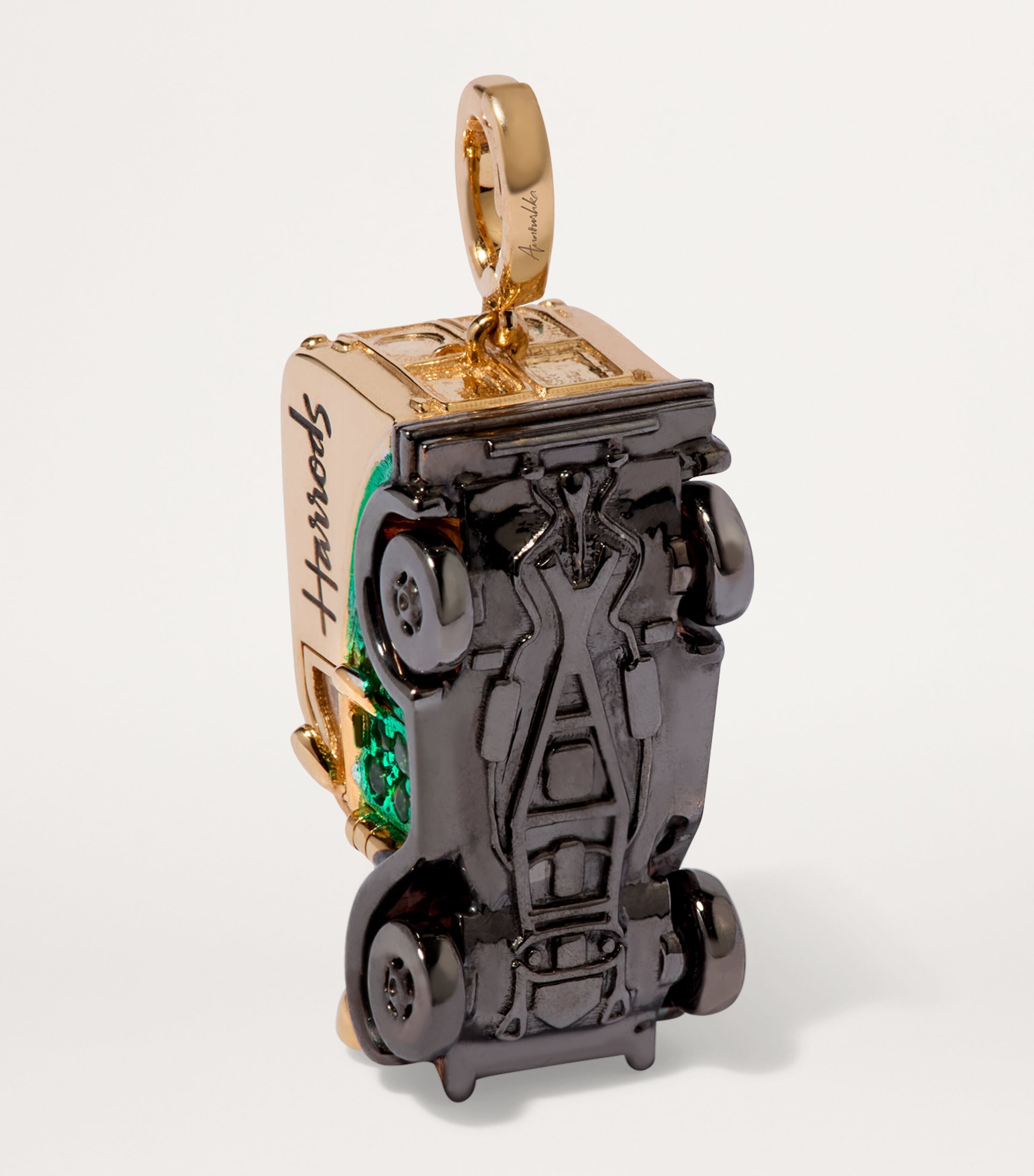 Yellow Gold, Tsavorite and Diamond Harrods Delivery Van Charm Pendant YELLOW GOLD Image 3