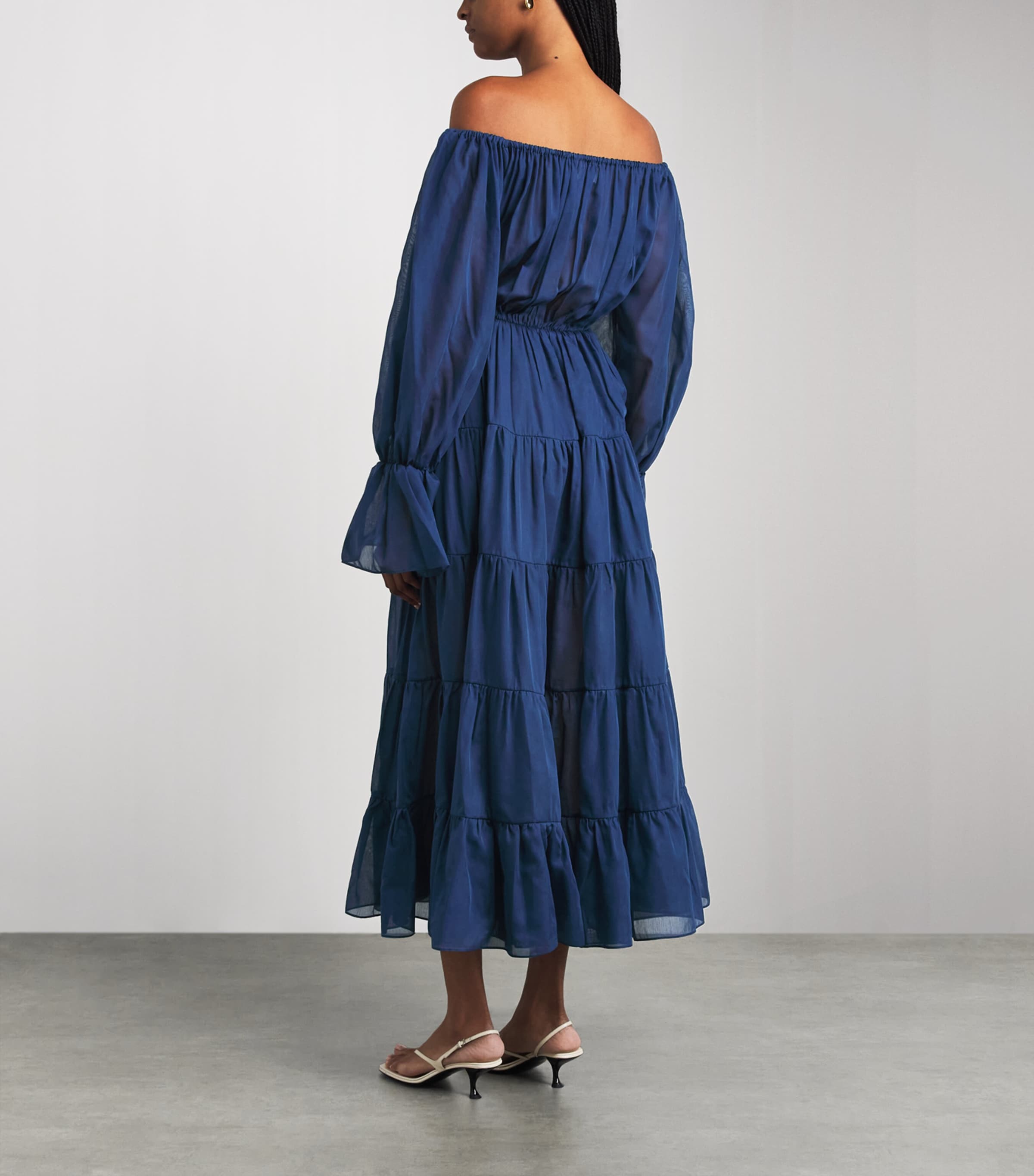 Moré Noir Womens Cotton-Silk Beatrice Tiered Maxi Dress Bosphorus Image 4