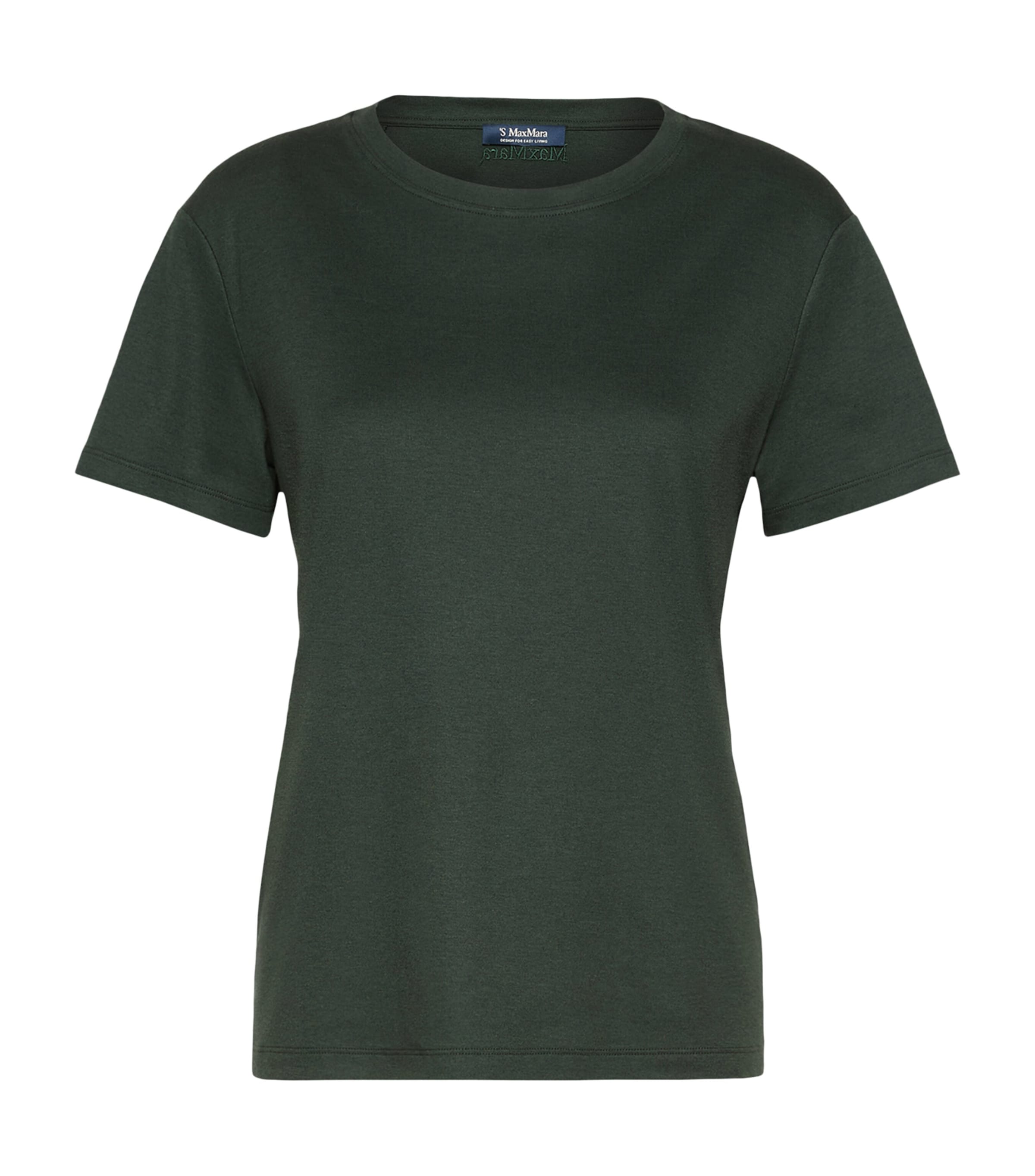 Max Mara Womens Stretch-Cotton T-Shirt Dark Green Image 1