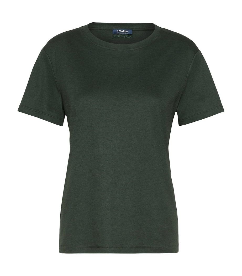 Max Mara Womens Stretch-Cotton T-Shirt Dark Green Image 1